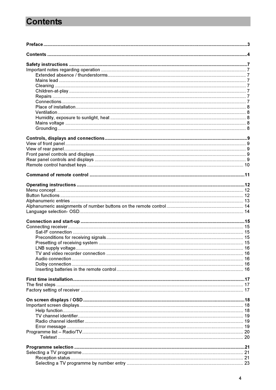 Kathrein UFD 515 manual Contents 