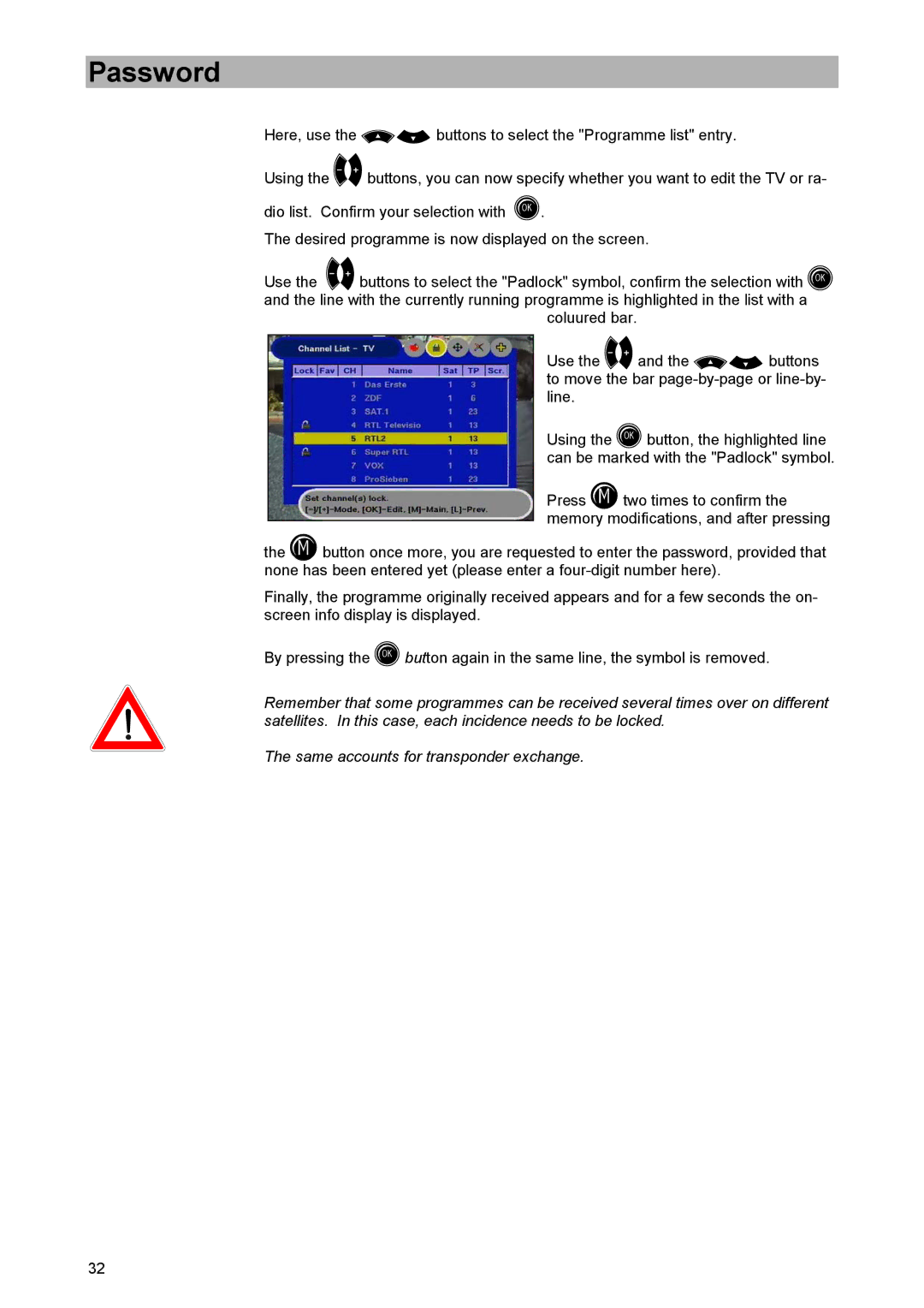 Kathrein UFD 520 manual Password 