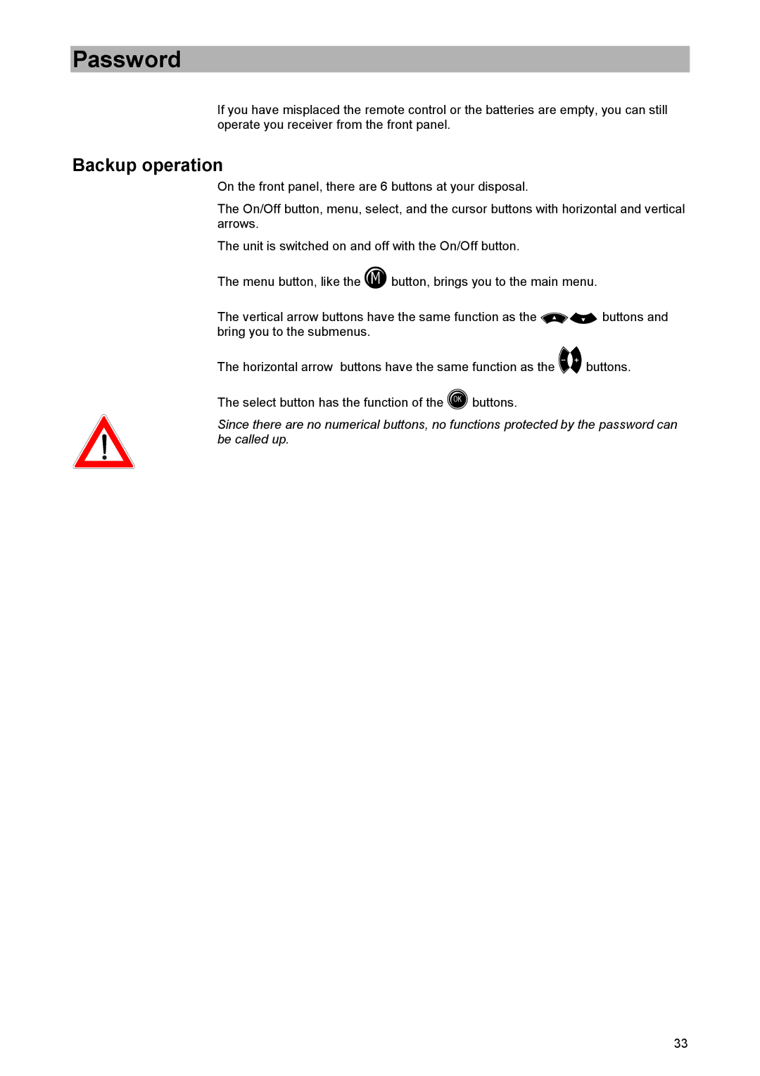 Kathrein UFD 520 manual Backup operation 