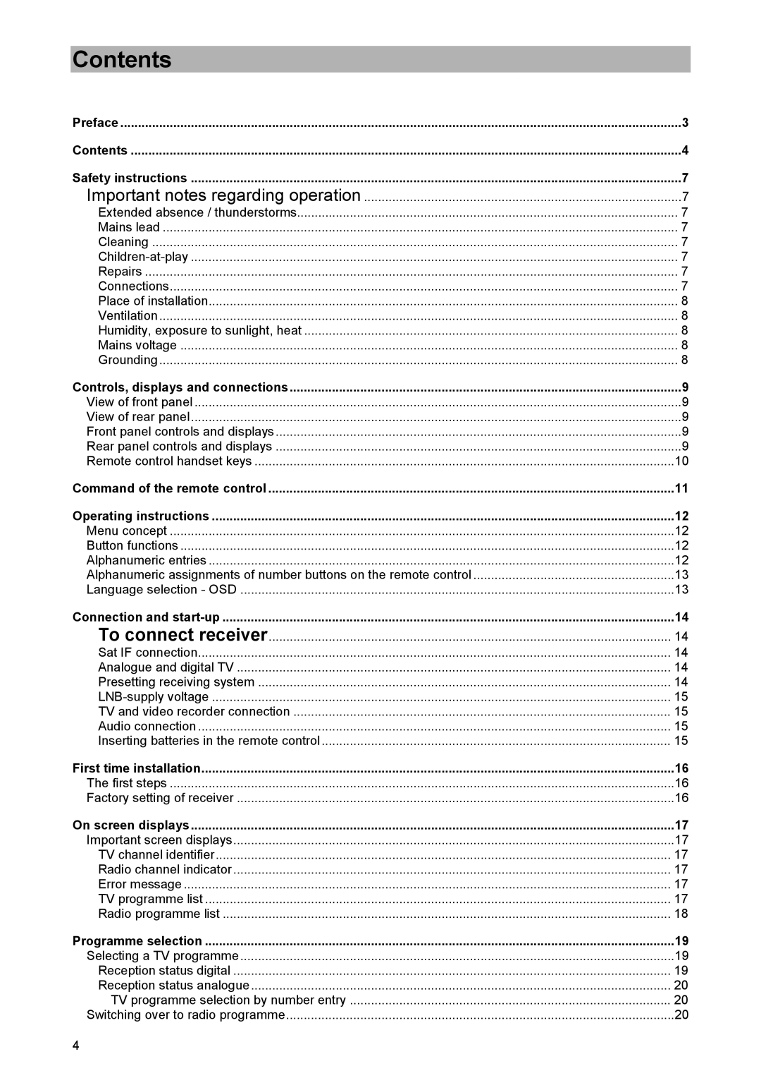 Kathrein UFD 520 manual Contents 