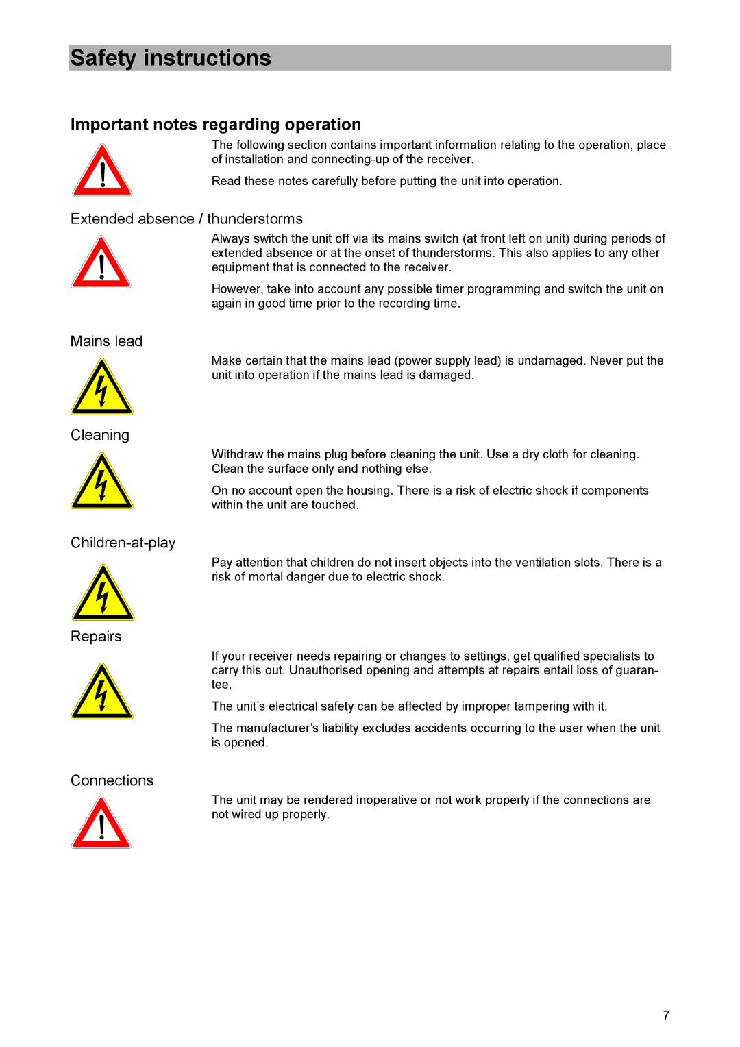 Kathrein UFD 520 manual Safety instructions 