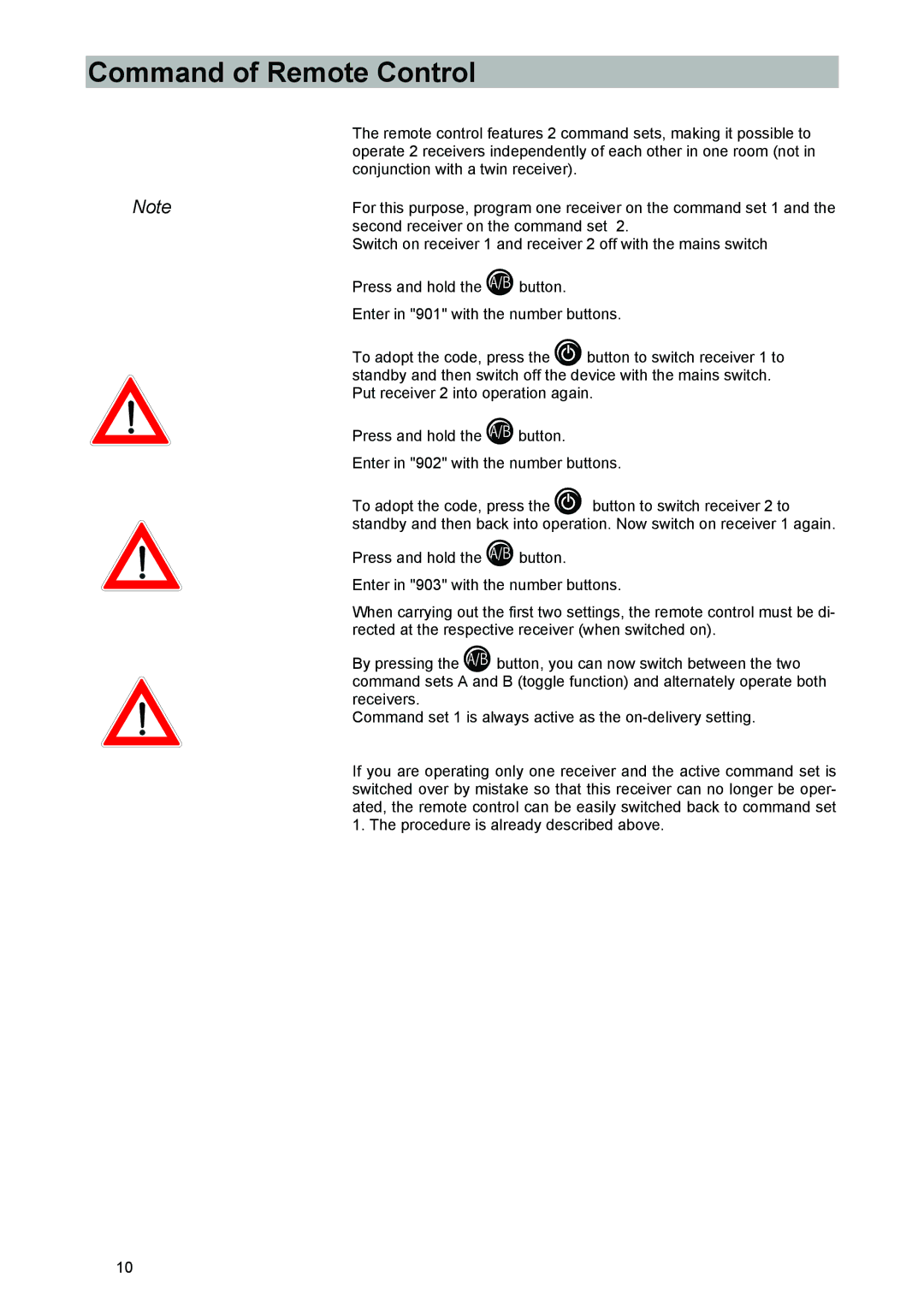 Kathrein UFD 540 manual Command of Remote Control 