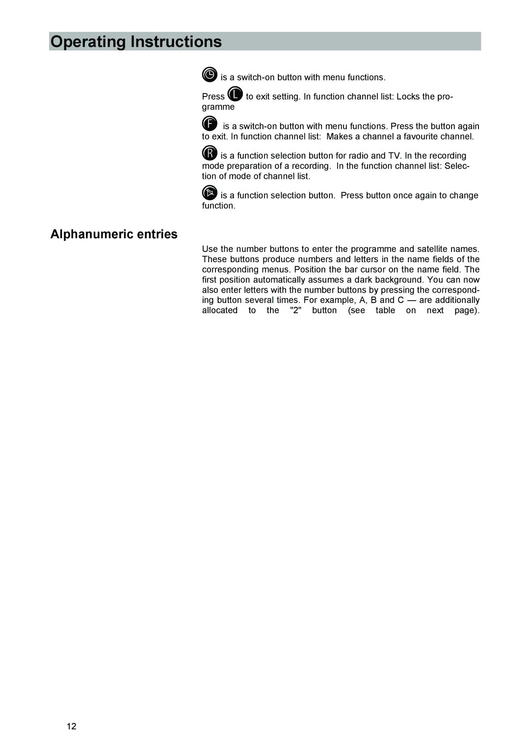 Kathrein UFD 540 manual Alphanumeric entries 