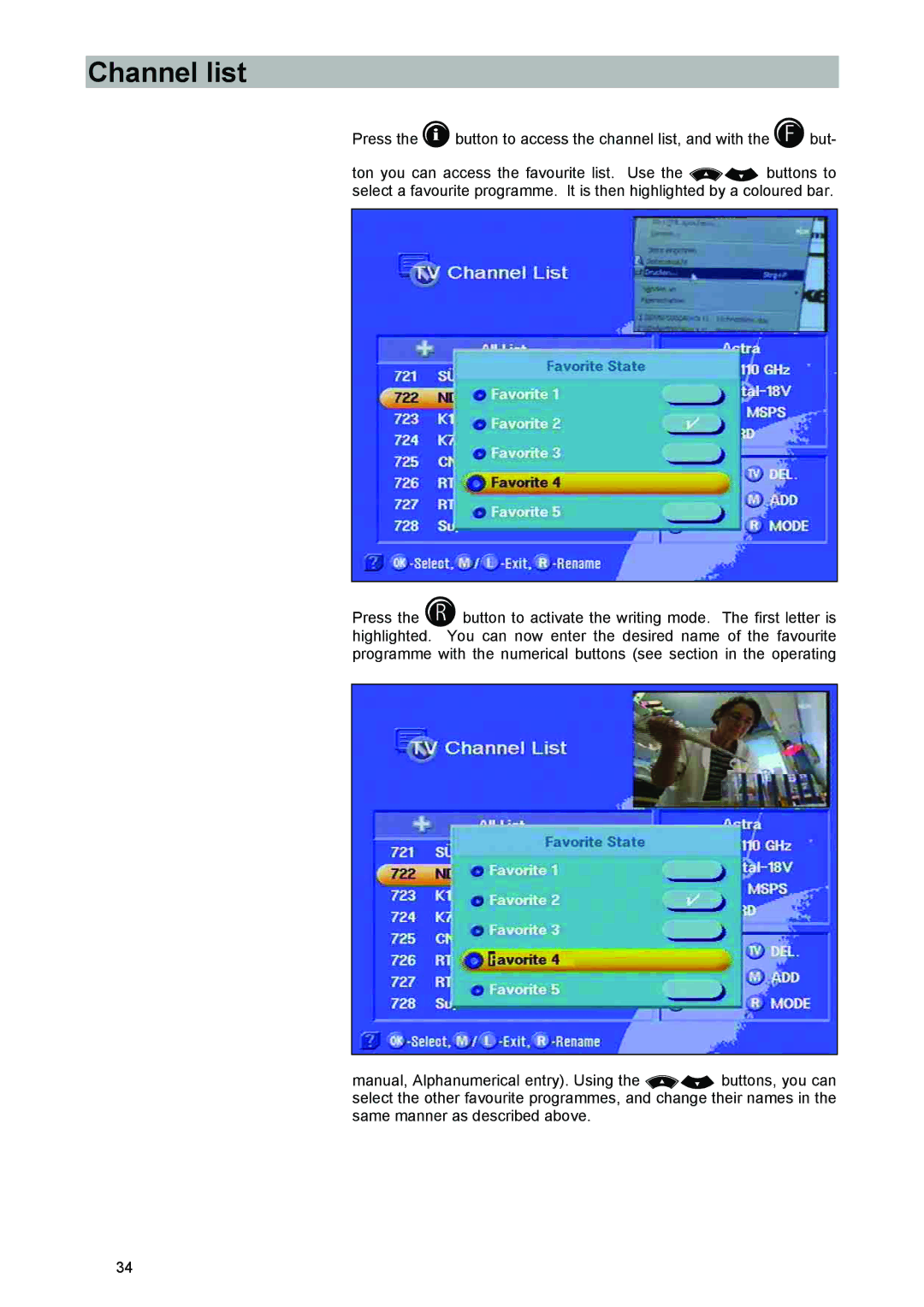 Kathrein UFD 540 manual Channel list 