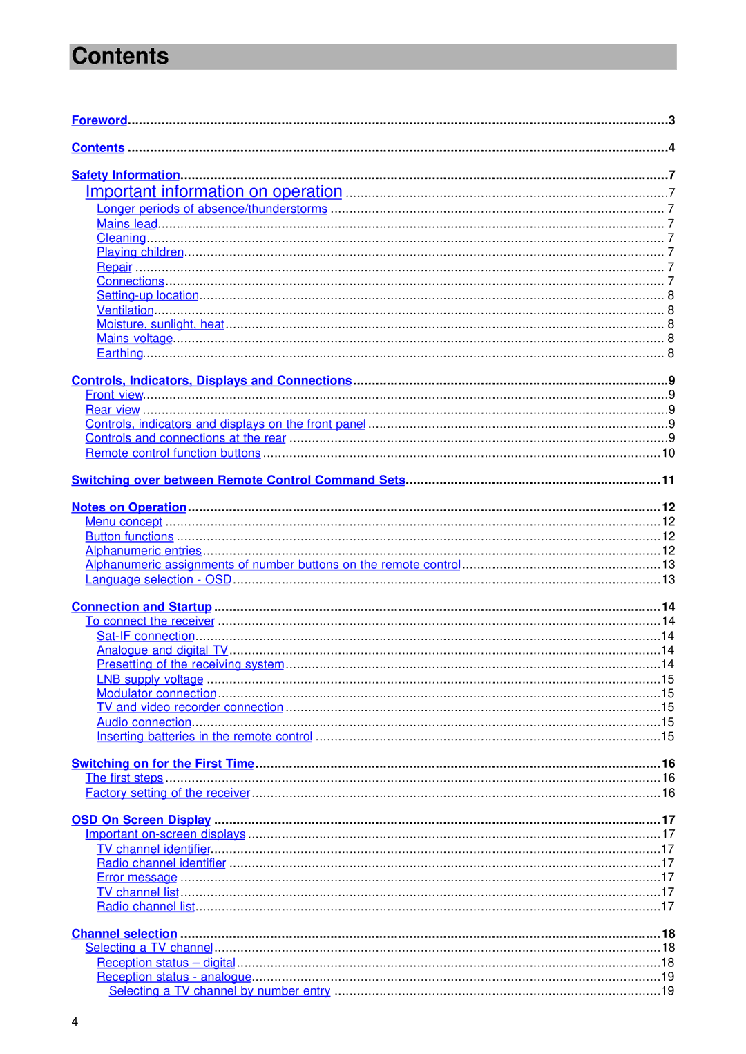 Kathrein UFD 545 manual Contents 