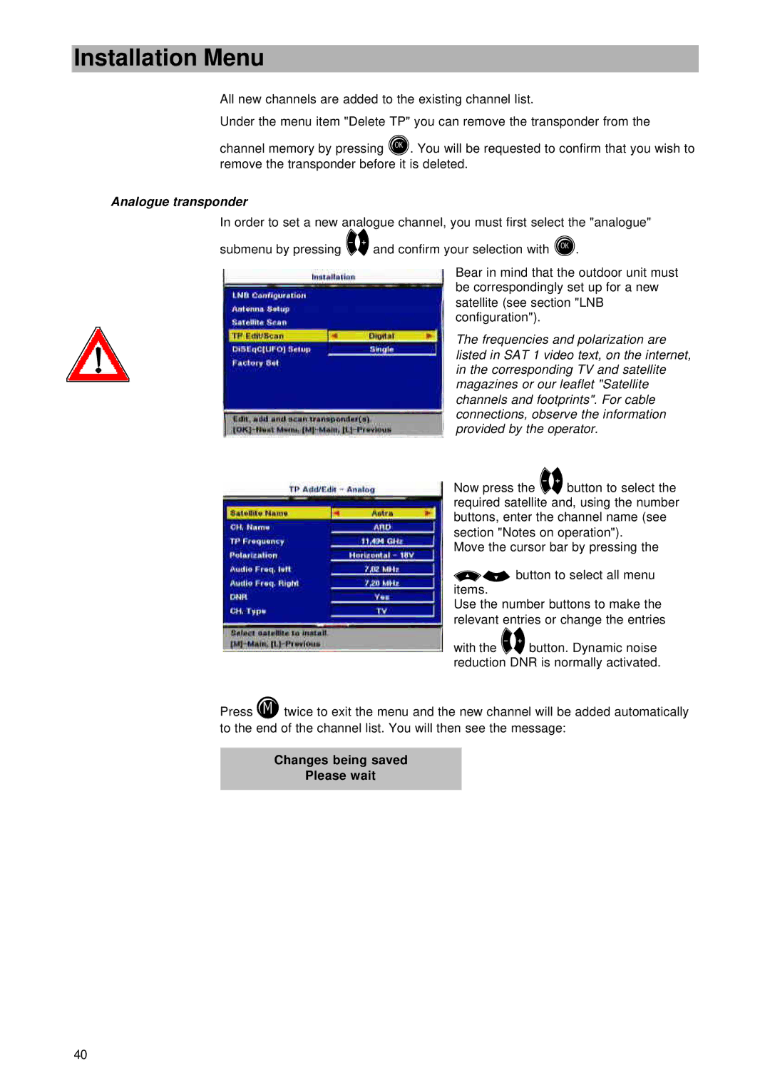 Kathrein UFD 545 manual Analogue transponder 