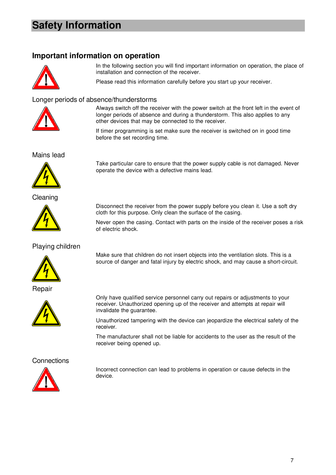 Kathrein UFD 545 manual Safety Information 