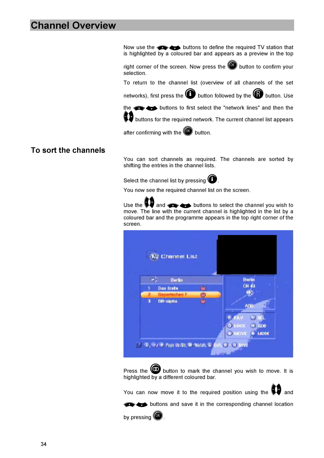 Kathrein UFD 570/S manual To sort the channels 