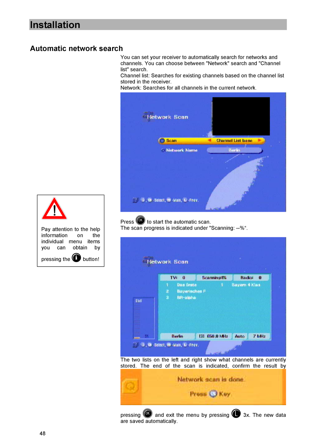 Kathrein UFD 570/S manual Automatic network search 