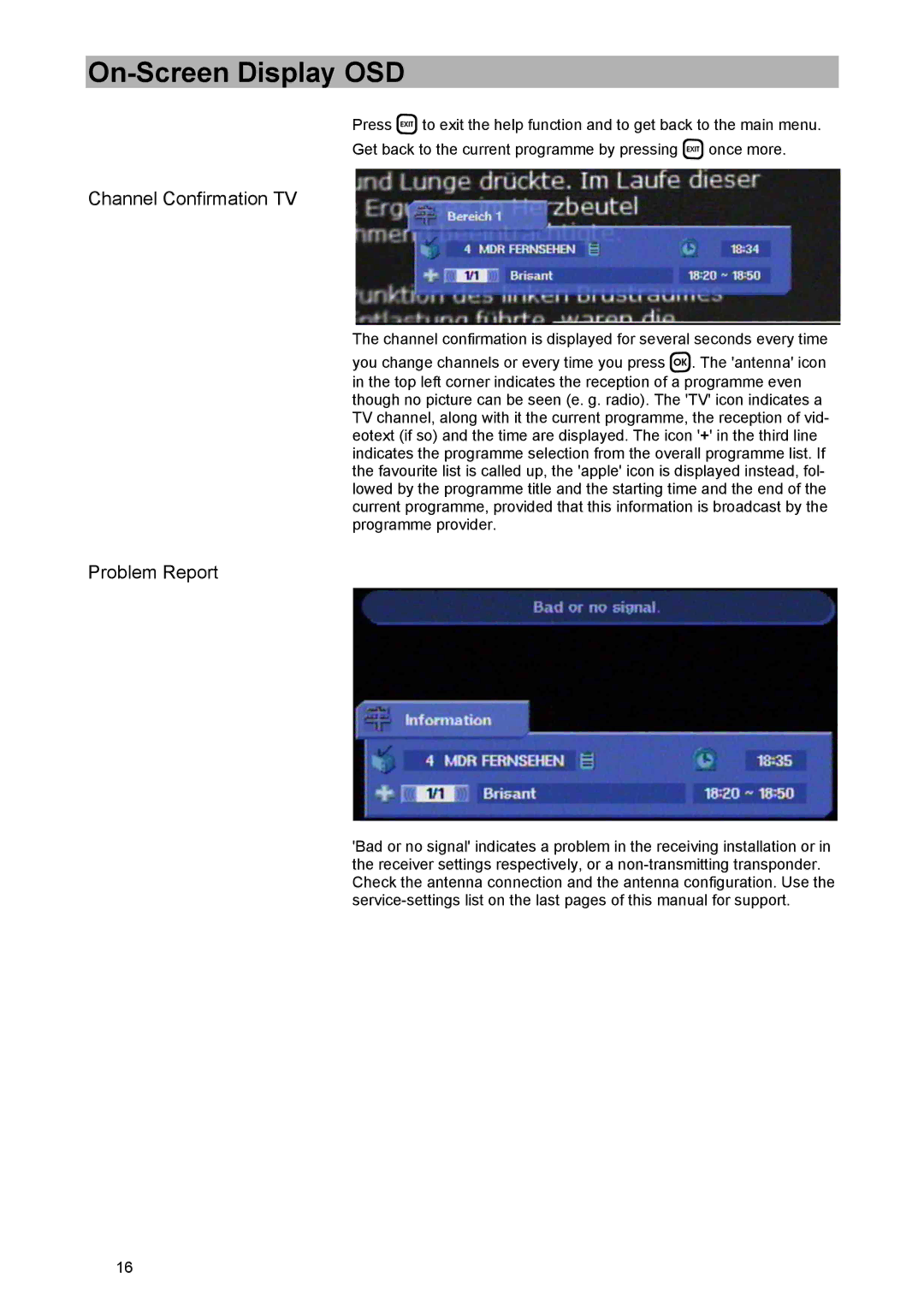 Kathrein UFD 574/S manual Channel Confirmation TV, Problem Report 