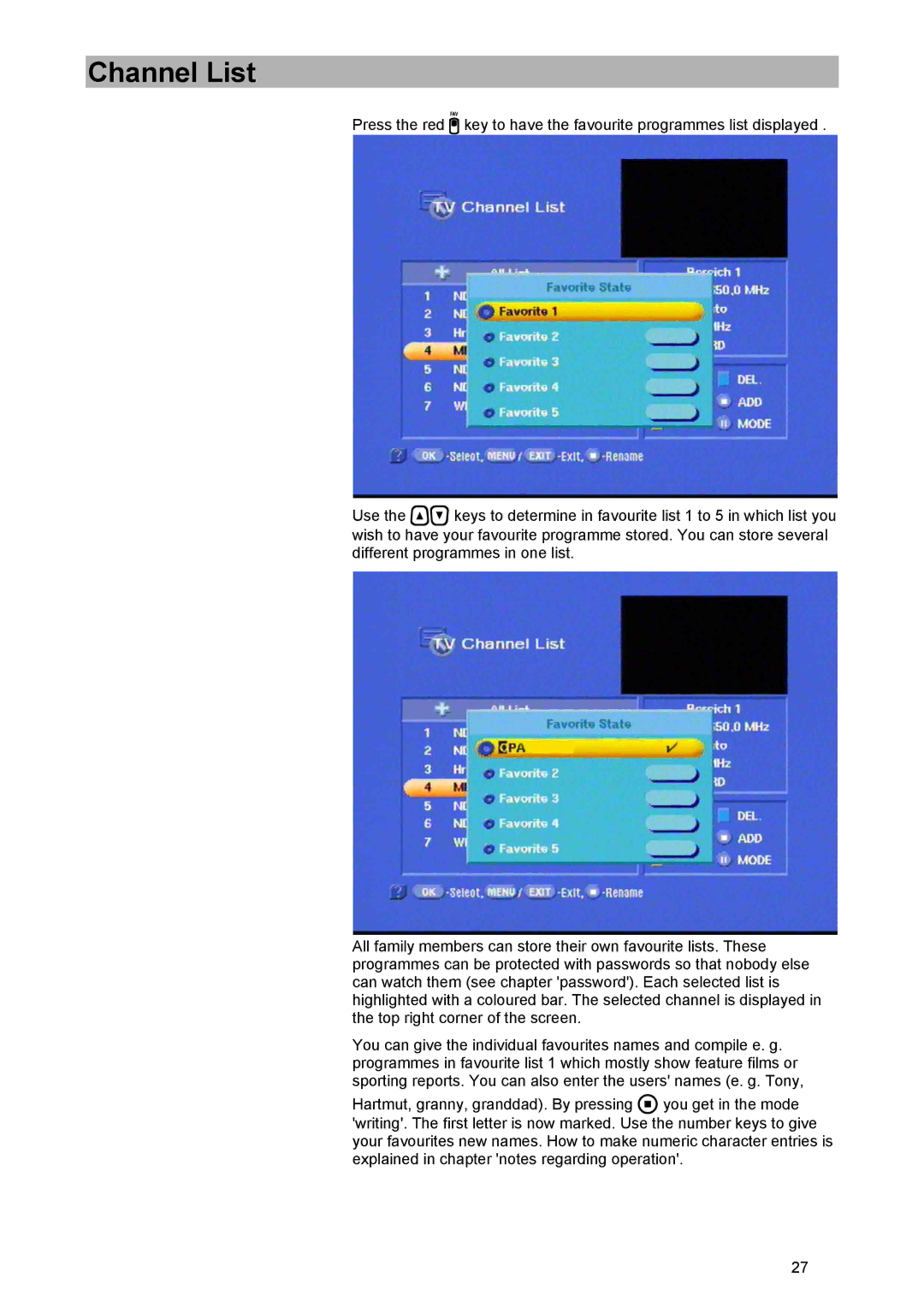 Kathrein UFD 574/S manual Channel List 