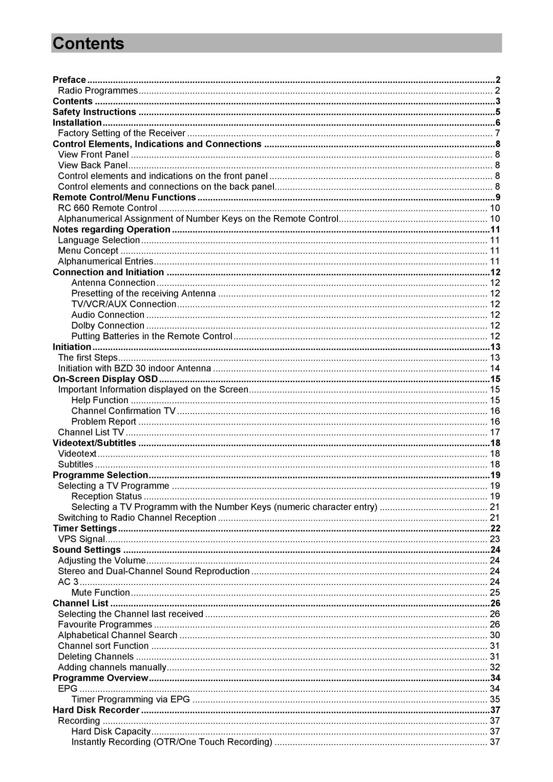 Kathrein UFD 574/S manual Contents 