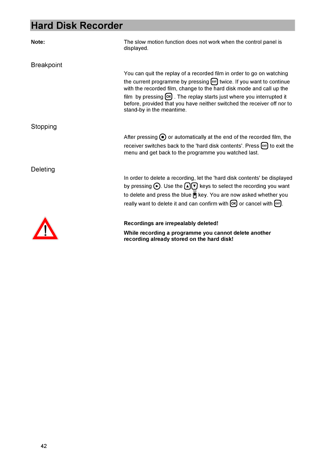 Kathrein UFD 574/S manual Breakpoint, Stopping, Deleting 