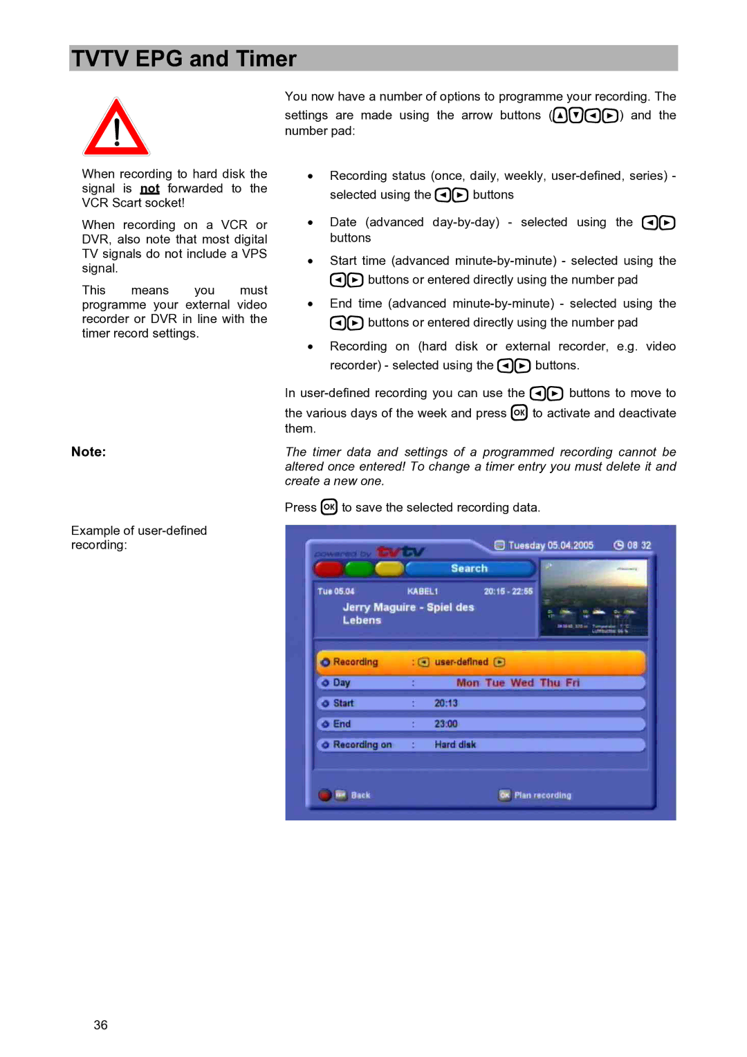 Kathrein UFD 580S manual Press  to save the selected recording data 