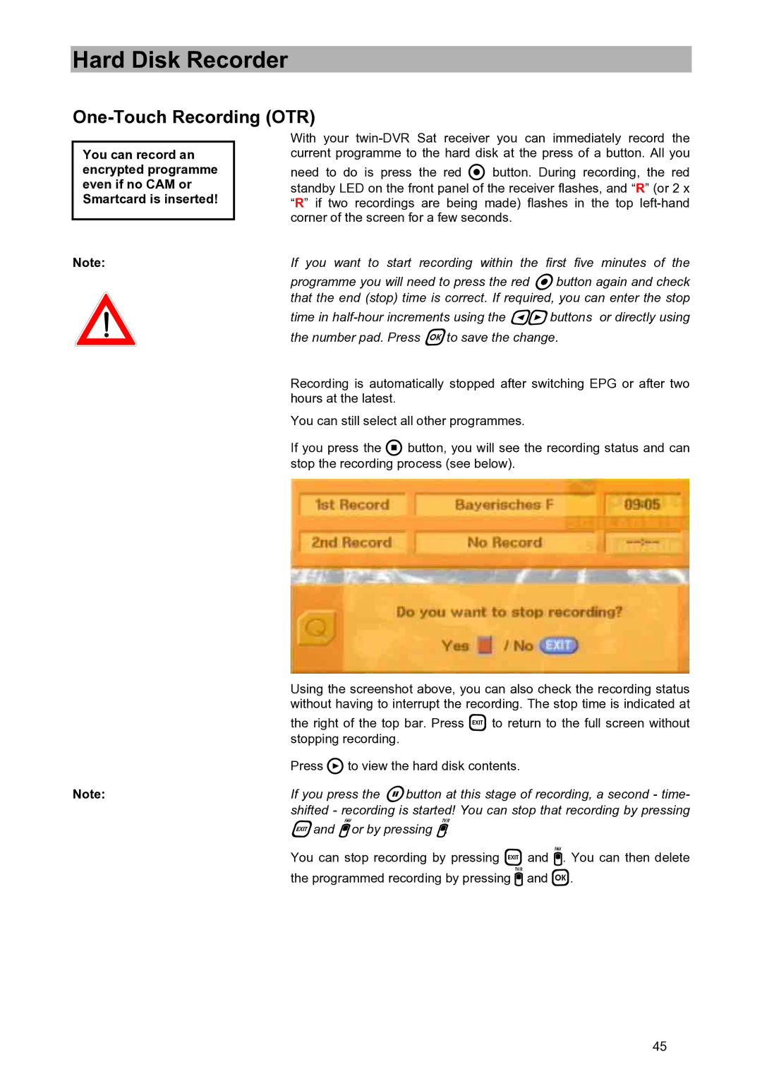 Kathrein UFD 580S manual One-Touch Recording OTR 