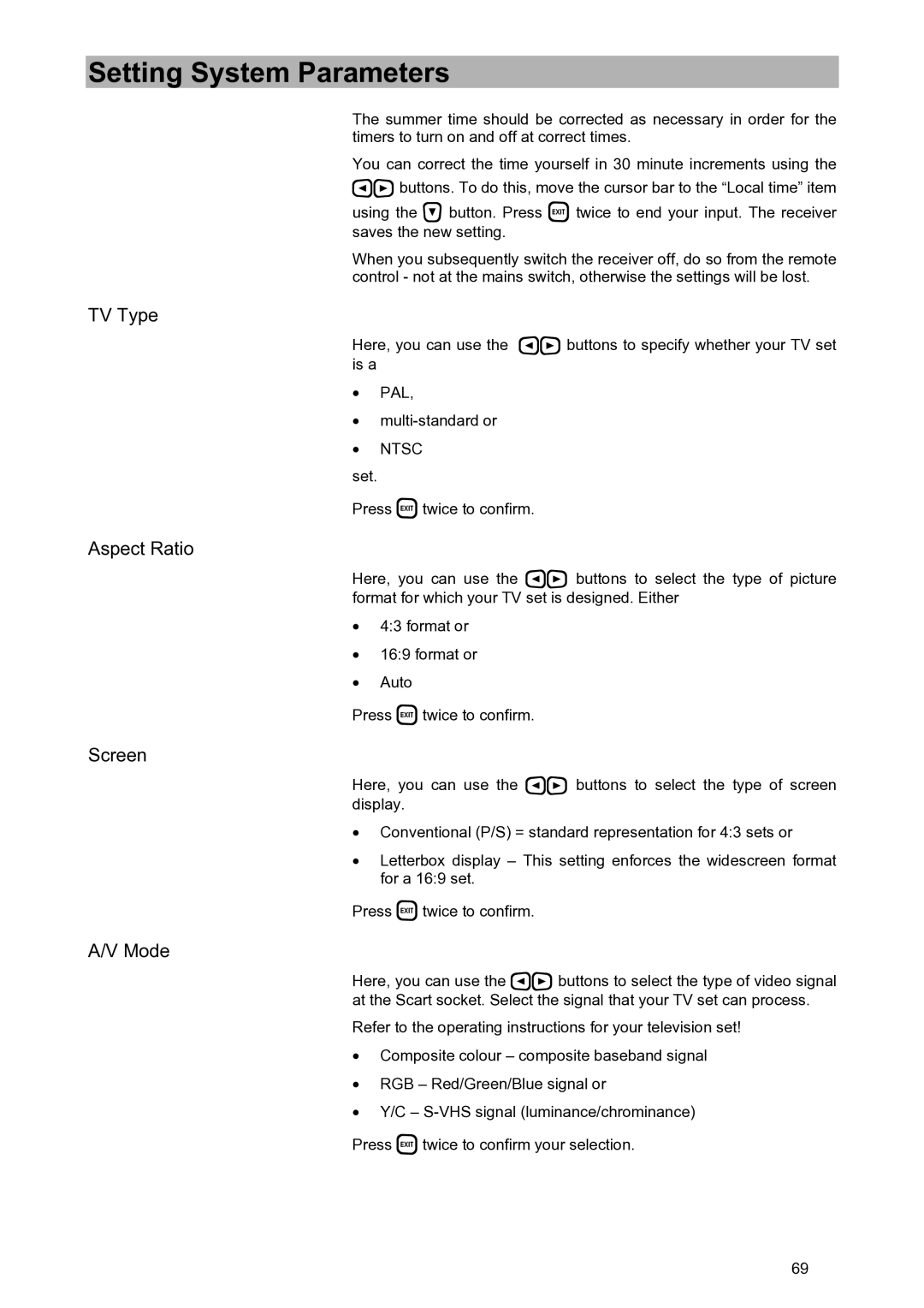 Kathrein UFD 580S manual TV Type, Aspect Ratio, Screen, Mode 