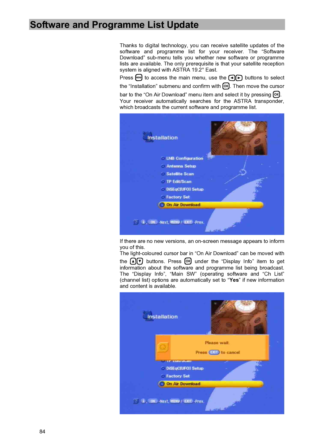 Kathrein UFD 580S manual Software and Programme List Update 