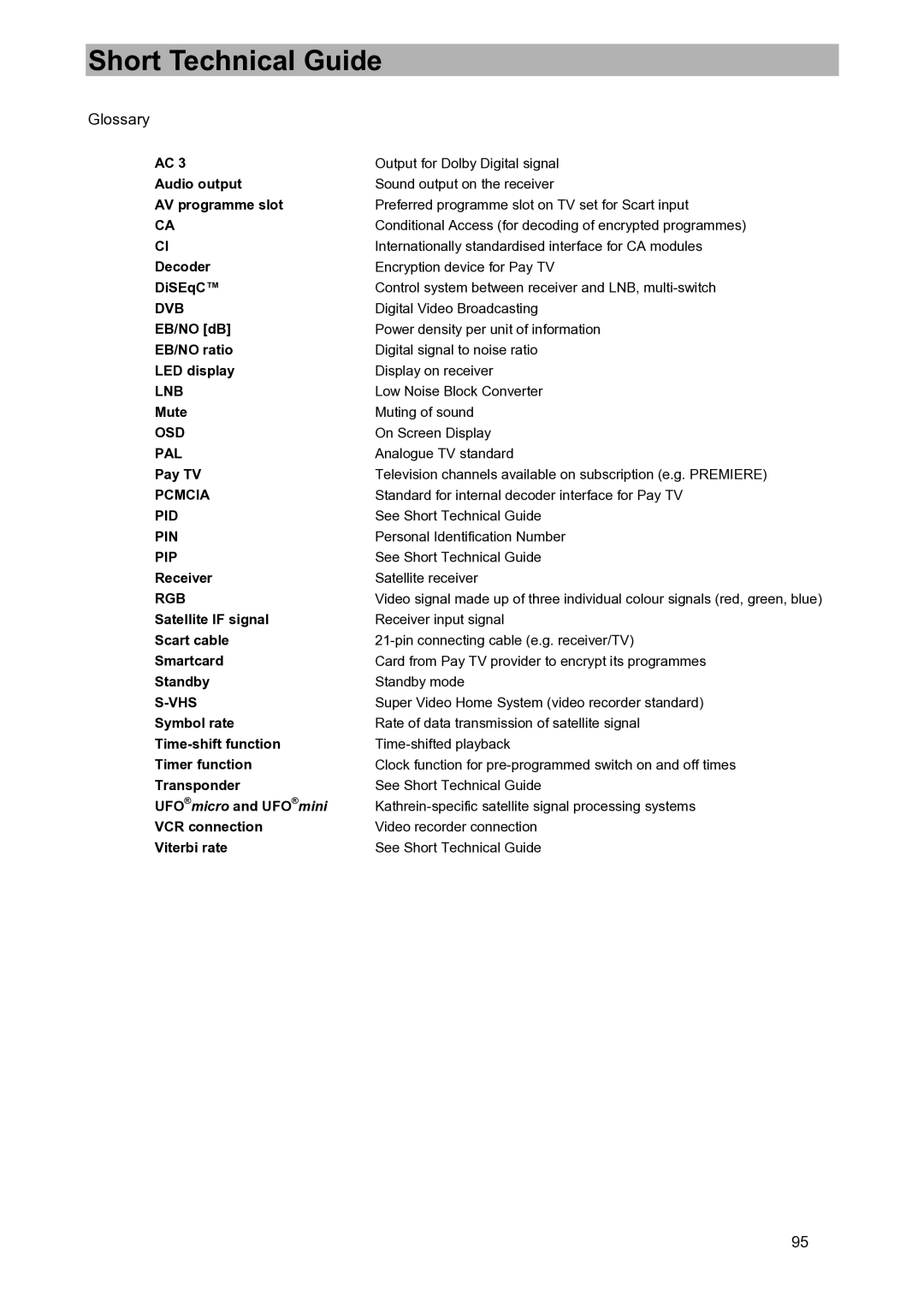 Kathrein UFD 580S manual Glossary 