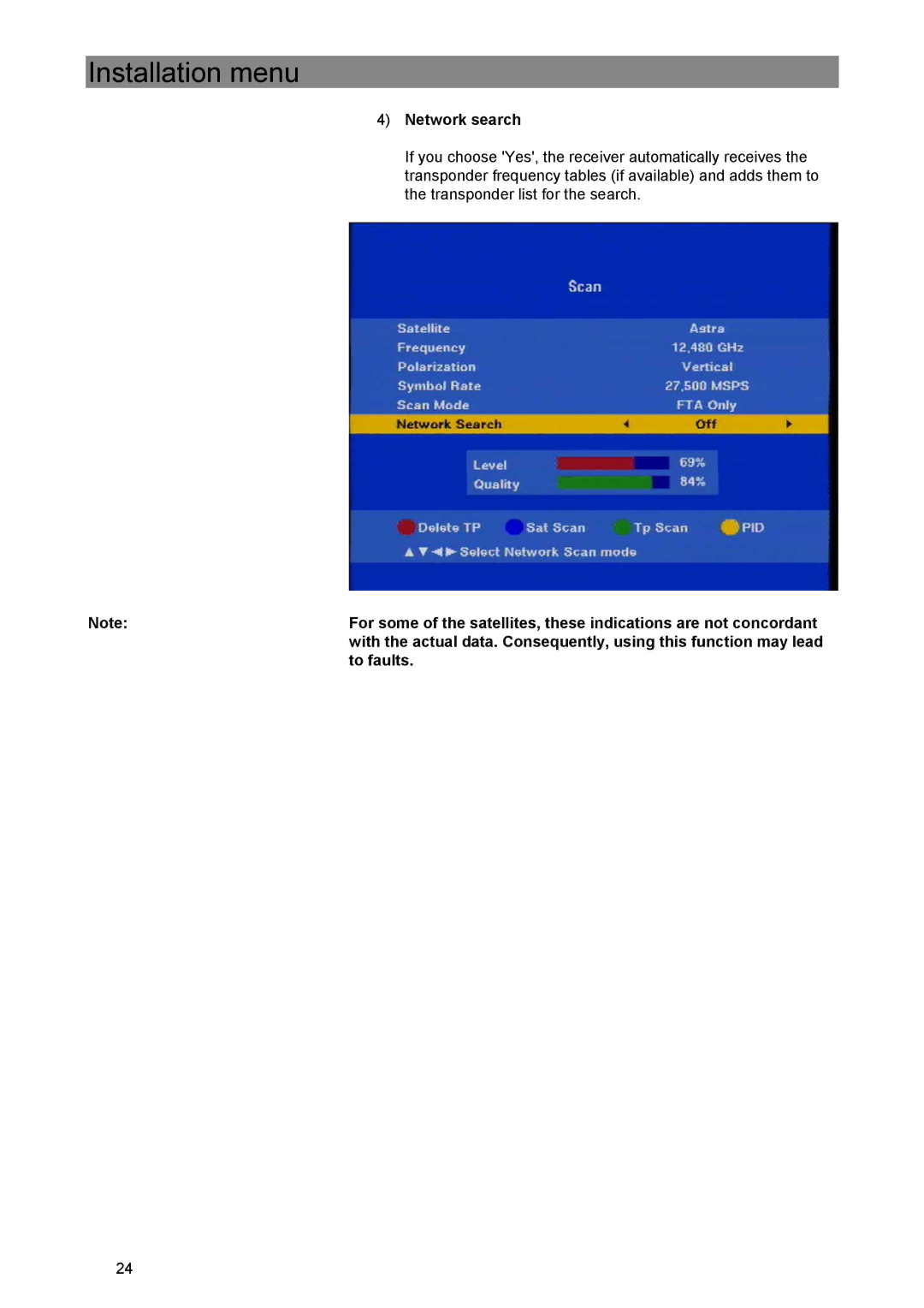 Kathrein UFE 305/S manual Network search, To faults 