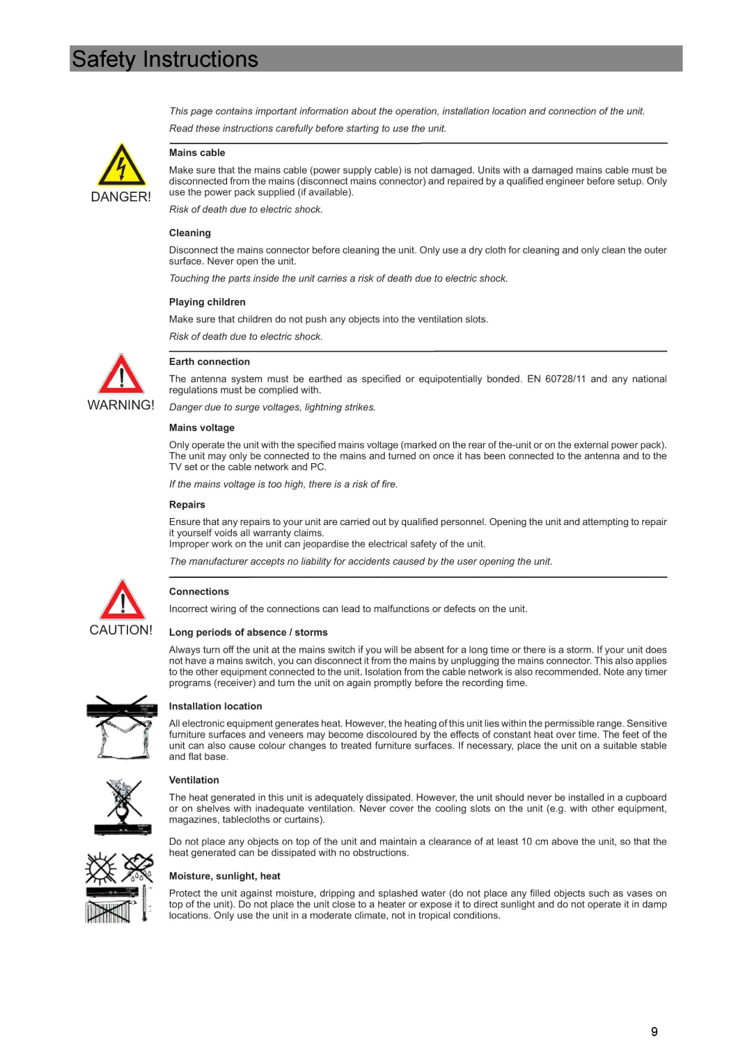 Kathrein UFE 370/S manual Safety Instructions 