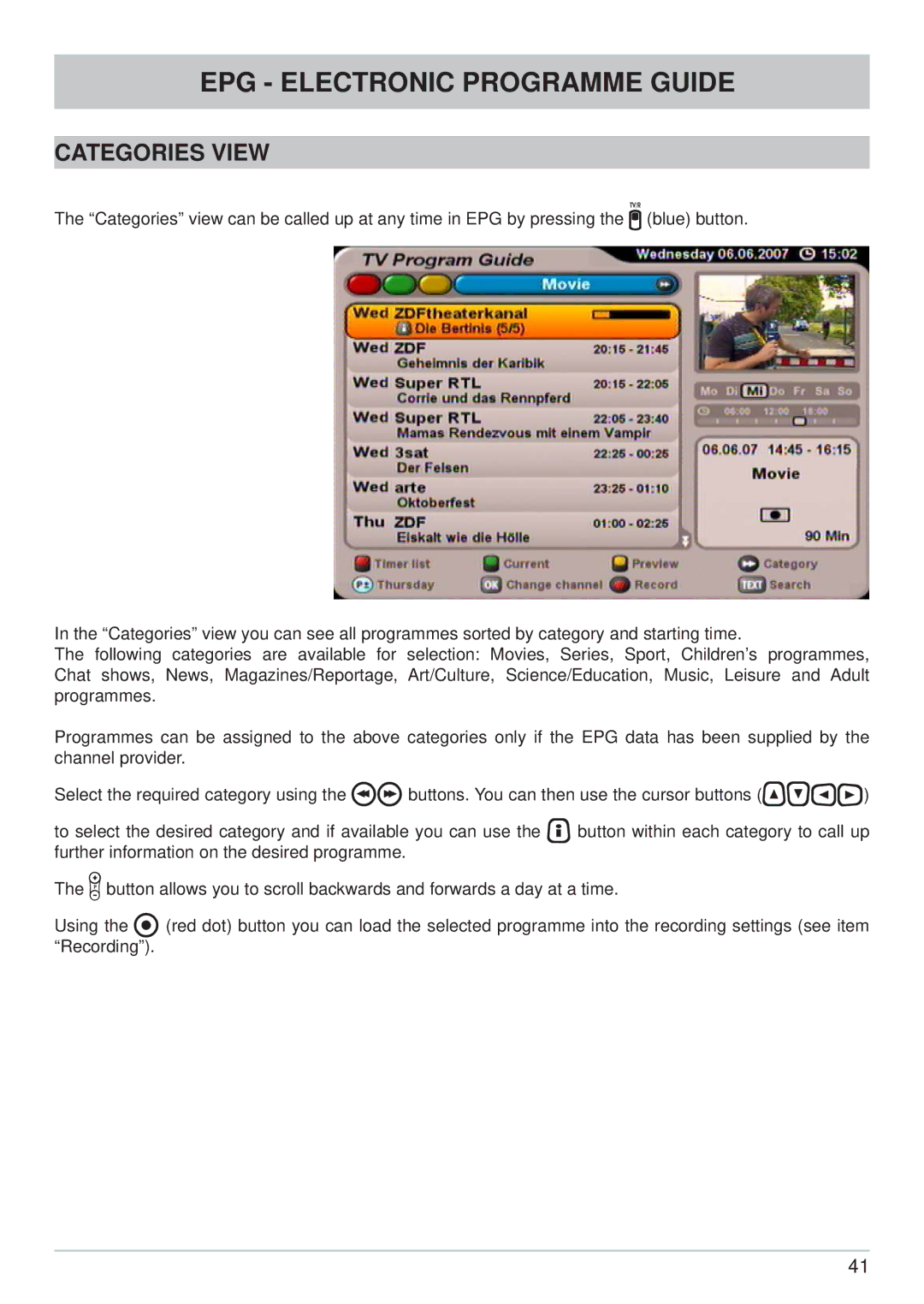 Kathrein UFS 700si, UFS 700sw manual Categories View 