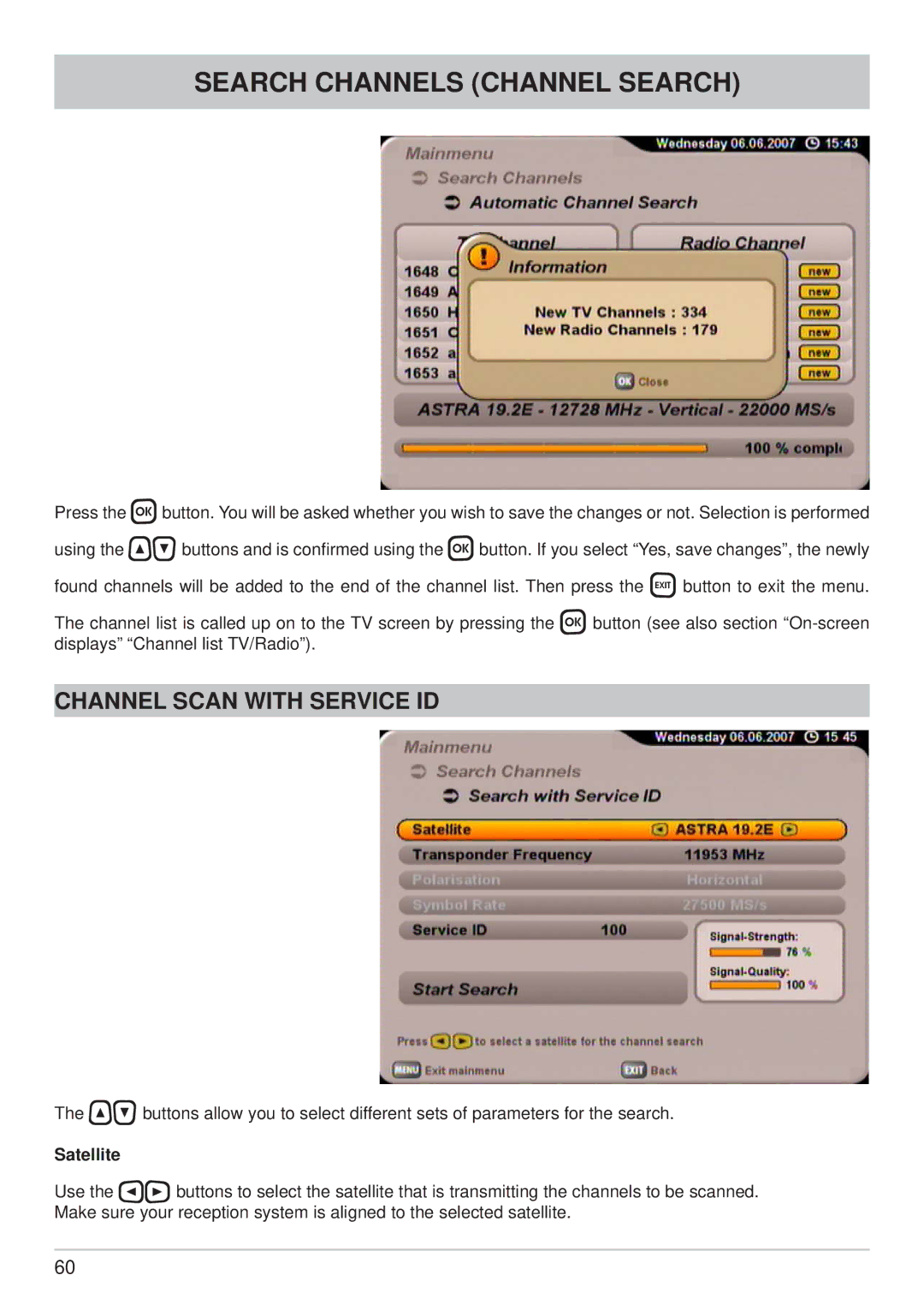 Kathrein UFS 700sw, UFS 700si manual Channel Scan with Service ID 