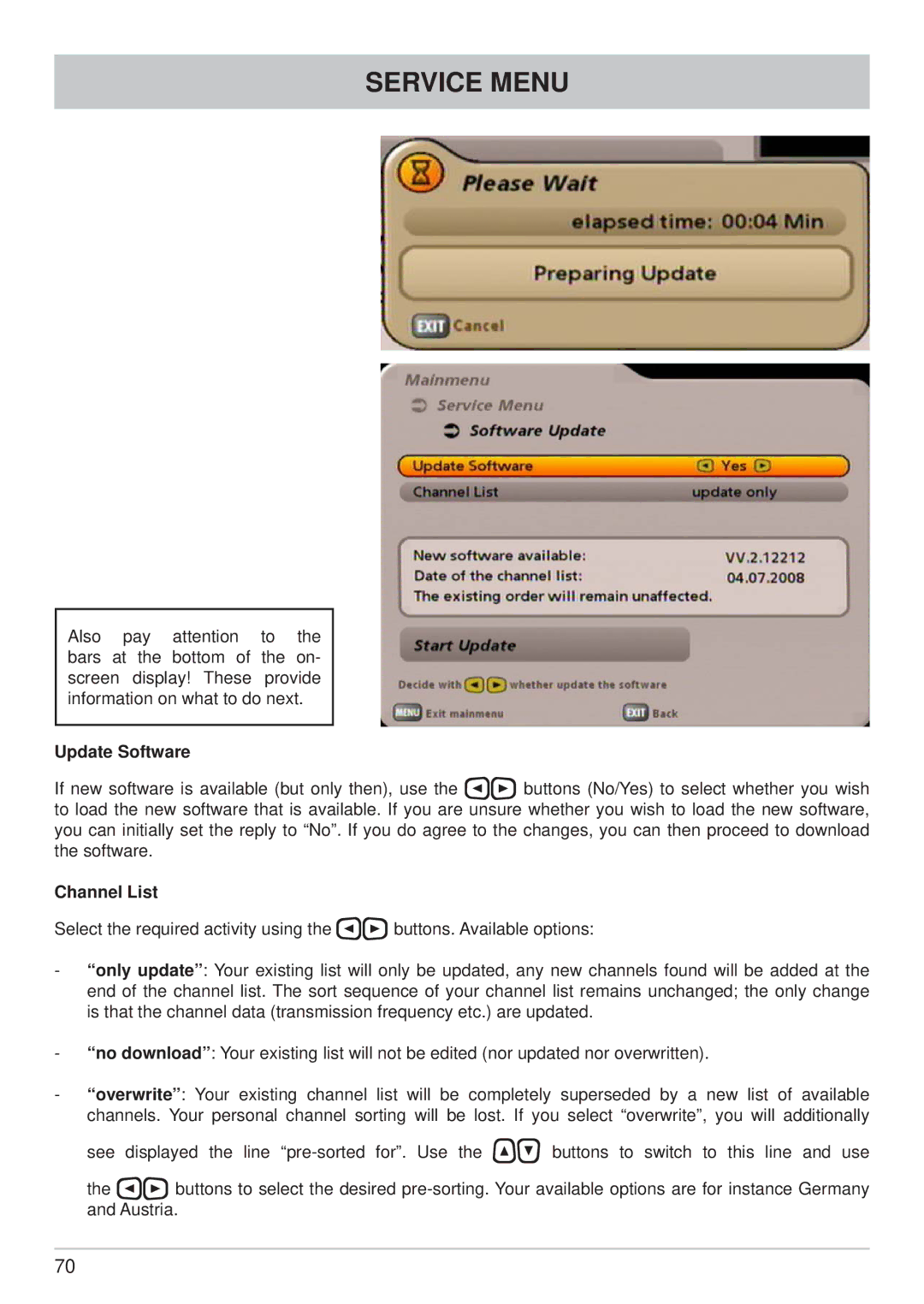 Kathrein UFS 700sw, UFS 700si manual Update Software, Channel List 