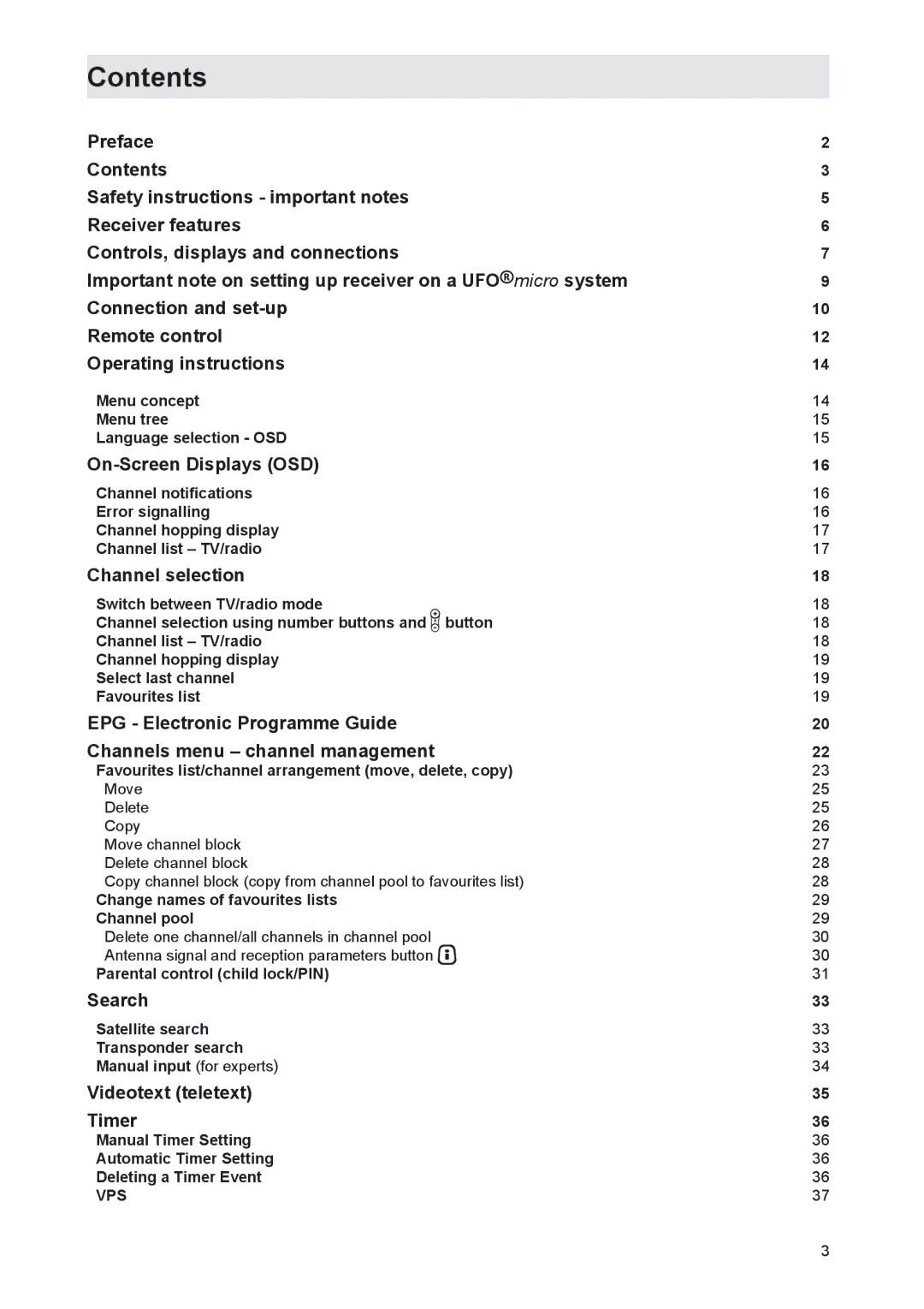 Kathrein UFS 702si, UFS 702sw manual Contents 