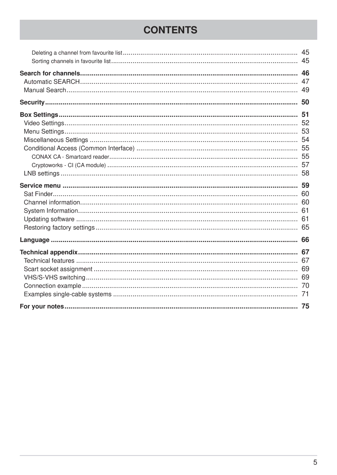 Kathrein UFS 733sw, UFS 733si manual Contents 