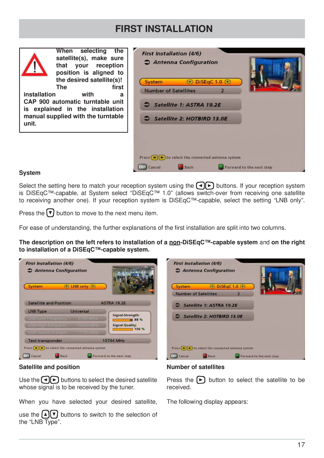 Kathrein UFS 740sw manual Number of satellites 