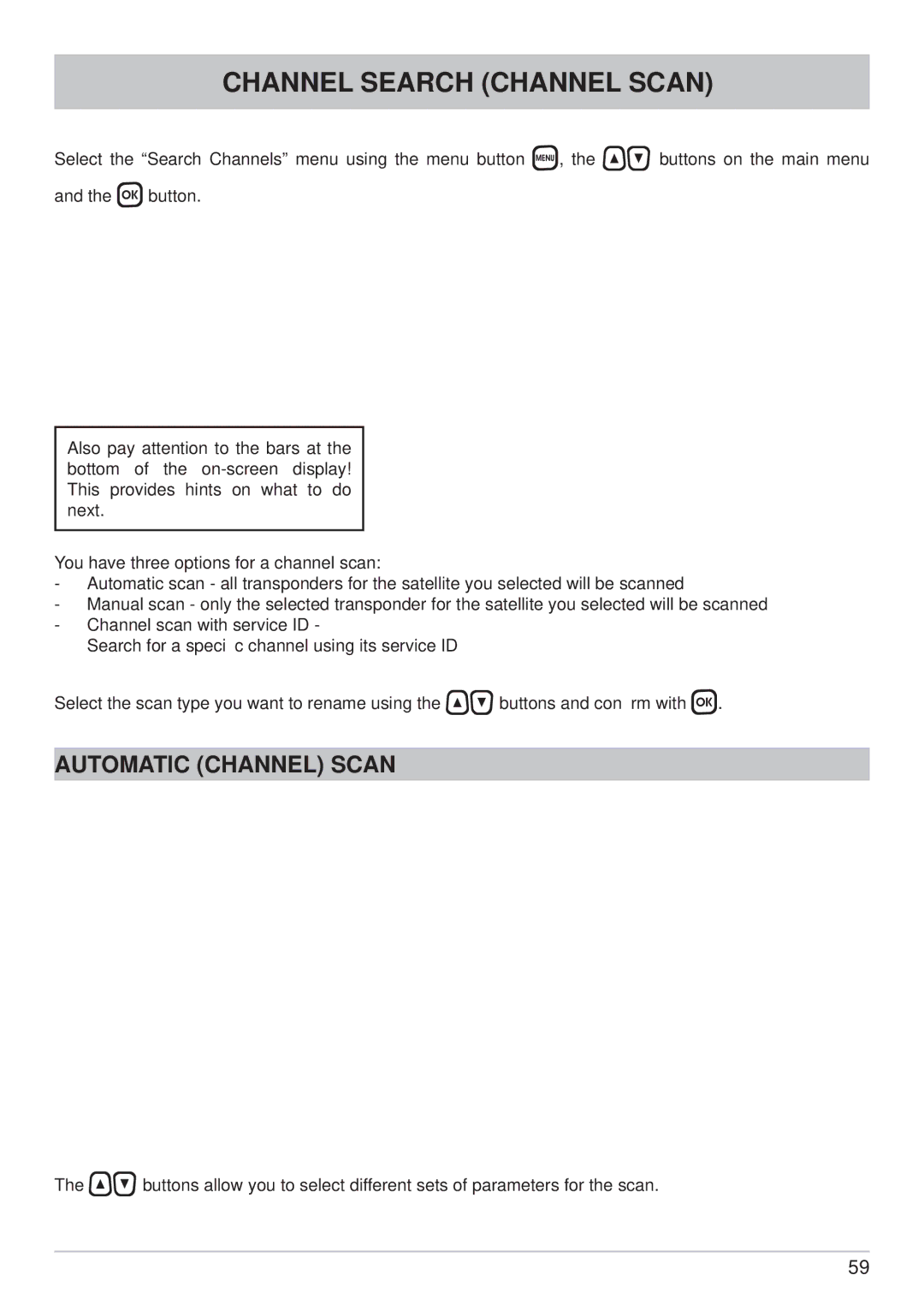 Kathrein UFS 740sw manual Channel Search Channel Scan, Automatic Channel Scan 