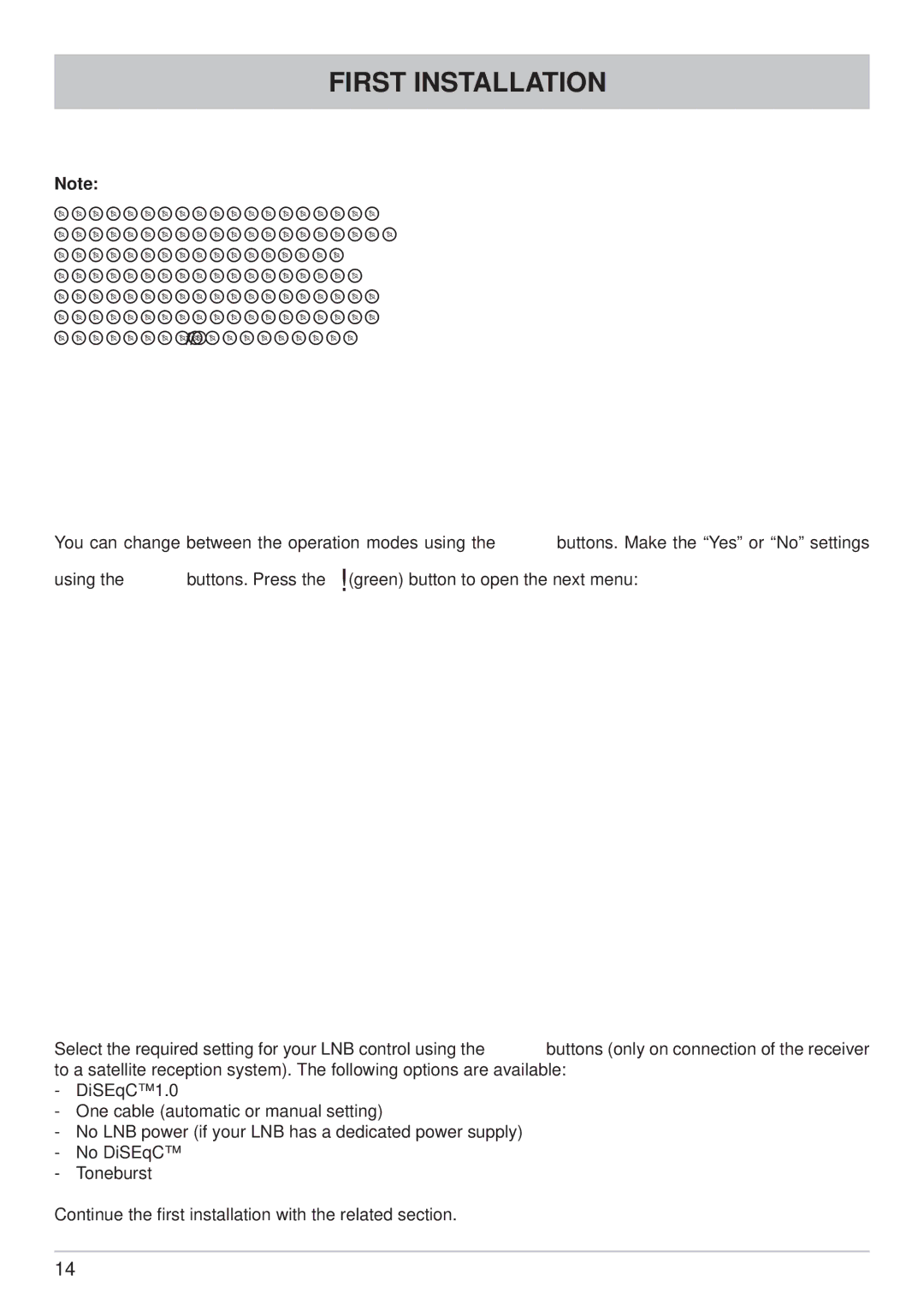 Kathrein UFS 790sw, UFS 790si manual First Installation 