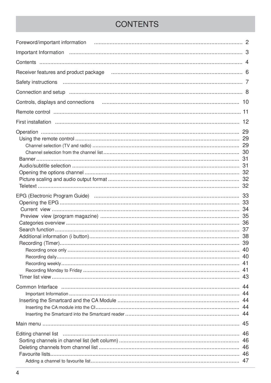 Kathrein UFS 790sw, UFS 790si manual Contents 