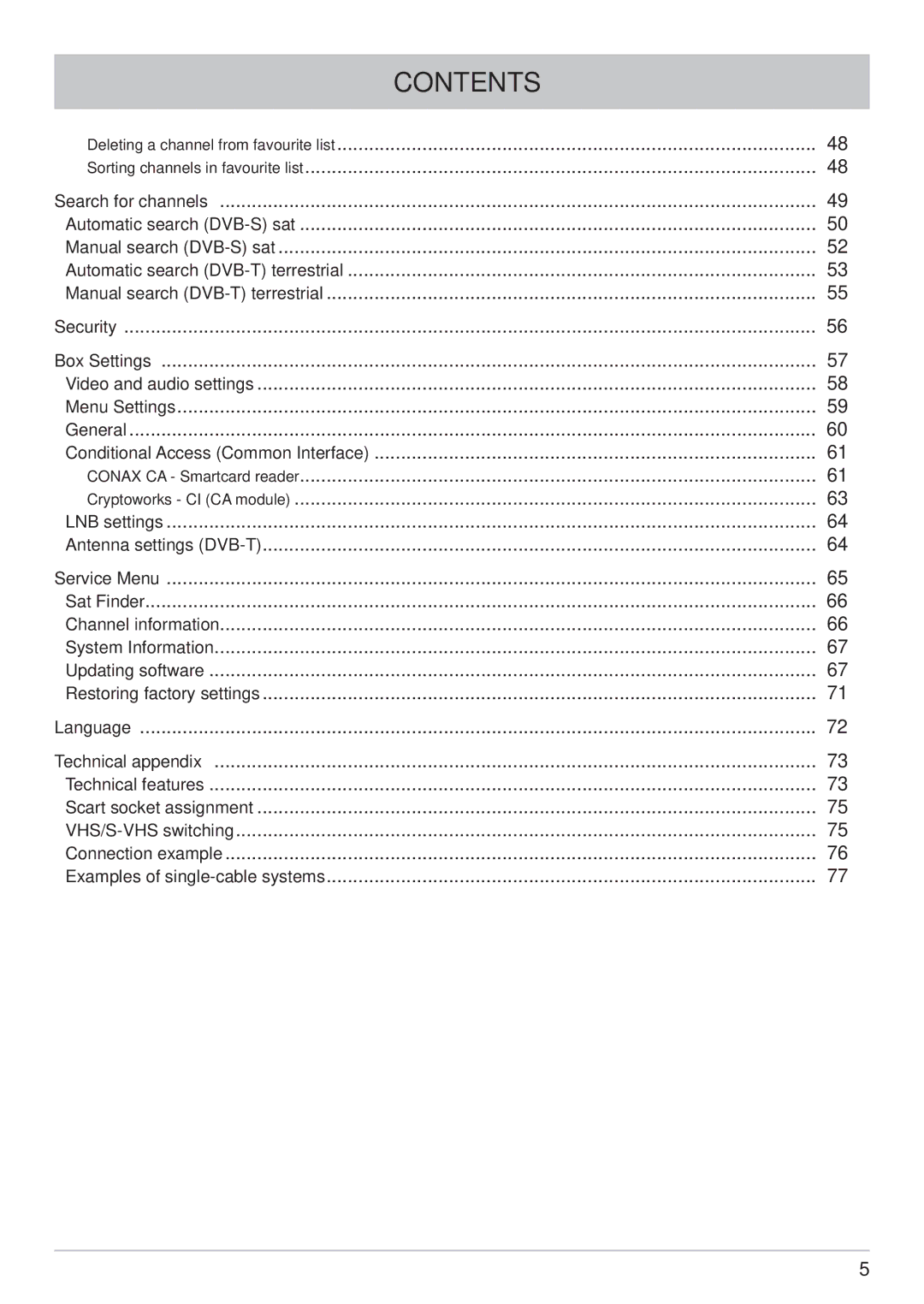 Kathrein UFS 790si, UFS 790sw manual Contents 