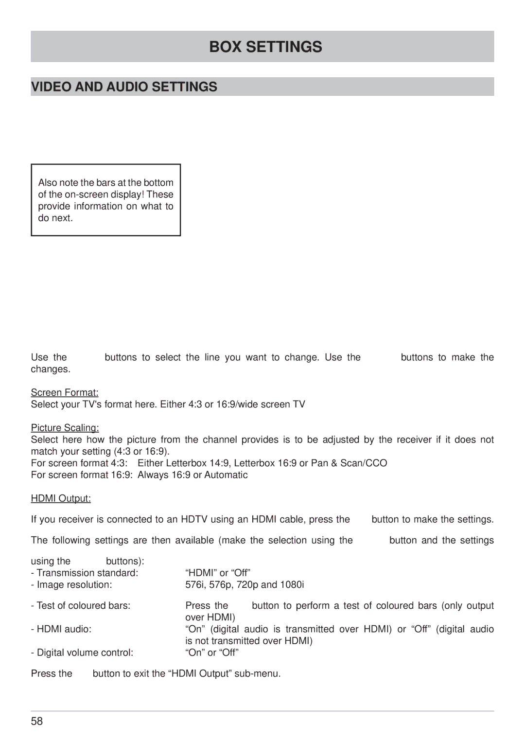 Kathrein UFS 790sw, UFS 790si manual Video and Audio Settings 