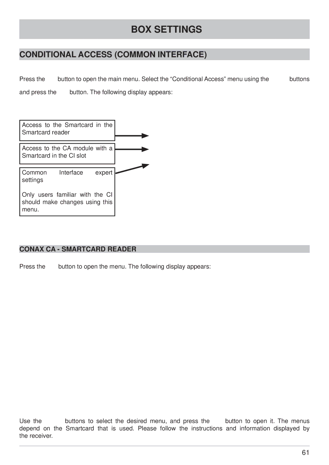 Kathrein UFS 790si, UFS 790sw manual Conditional Access Common Interface, Conax CA Smartcard Reader 