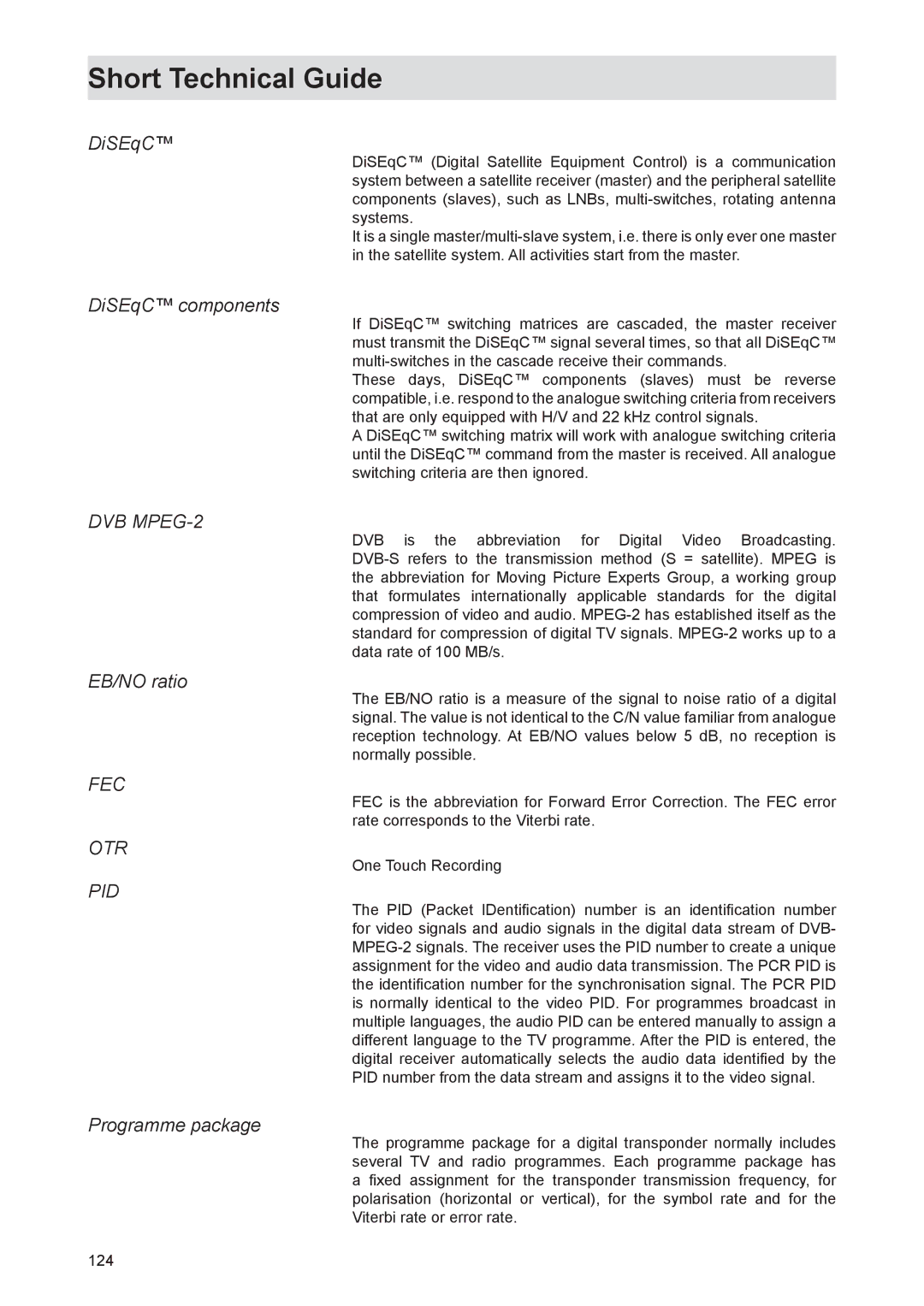 Kathrein UFS 821sw, UFS 821si manual Short Technical Guide, DiSEqC 