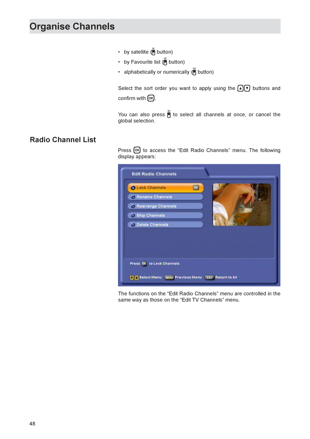 Kathrein UFS 821sw, UFS 821si manual Radio Channel List 