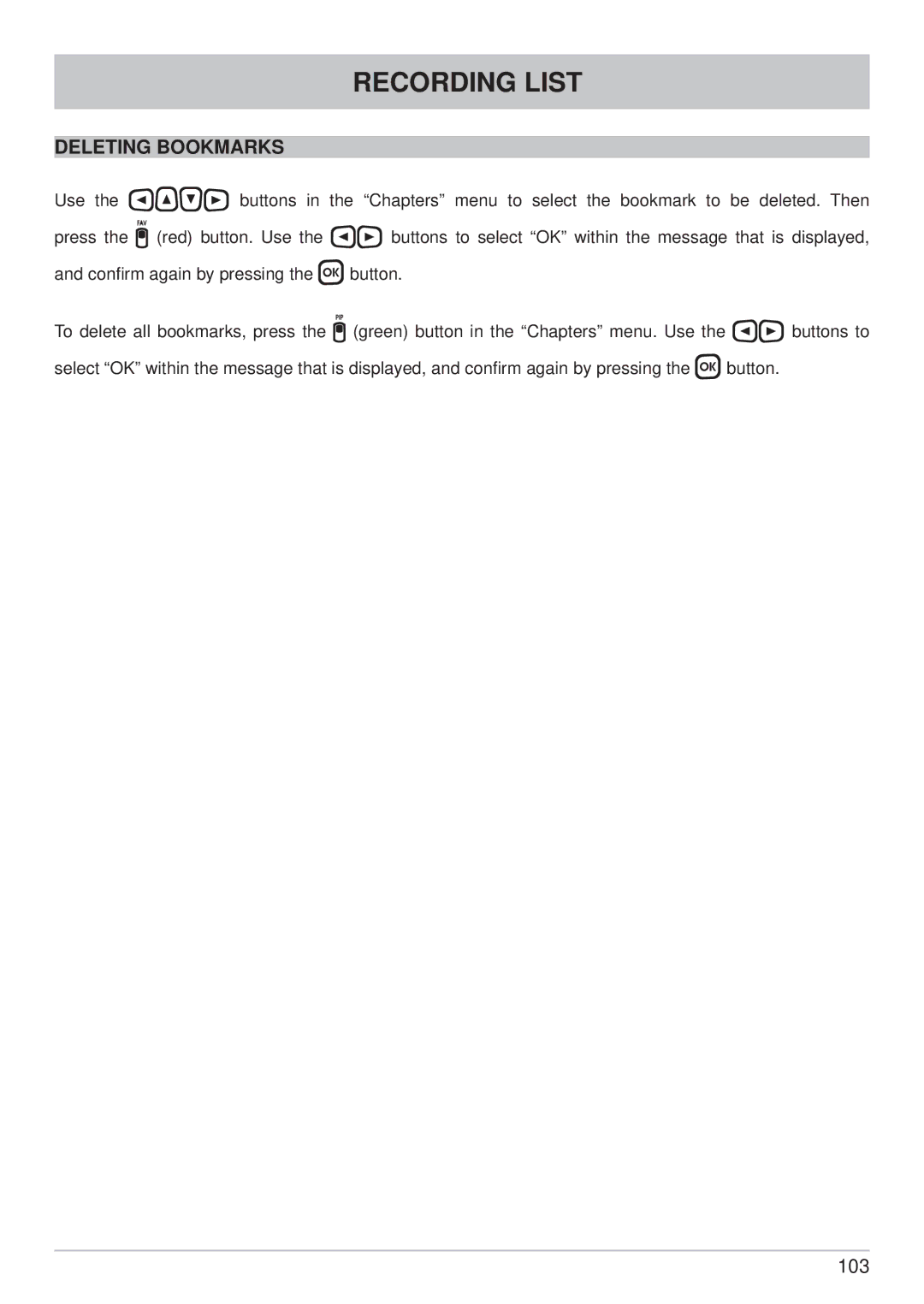 Kathrein UFS 822si, UFS 822sw manual Deleting Bookmarks 