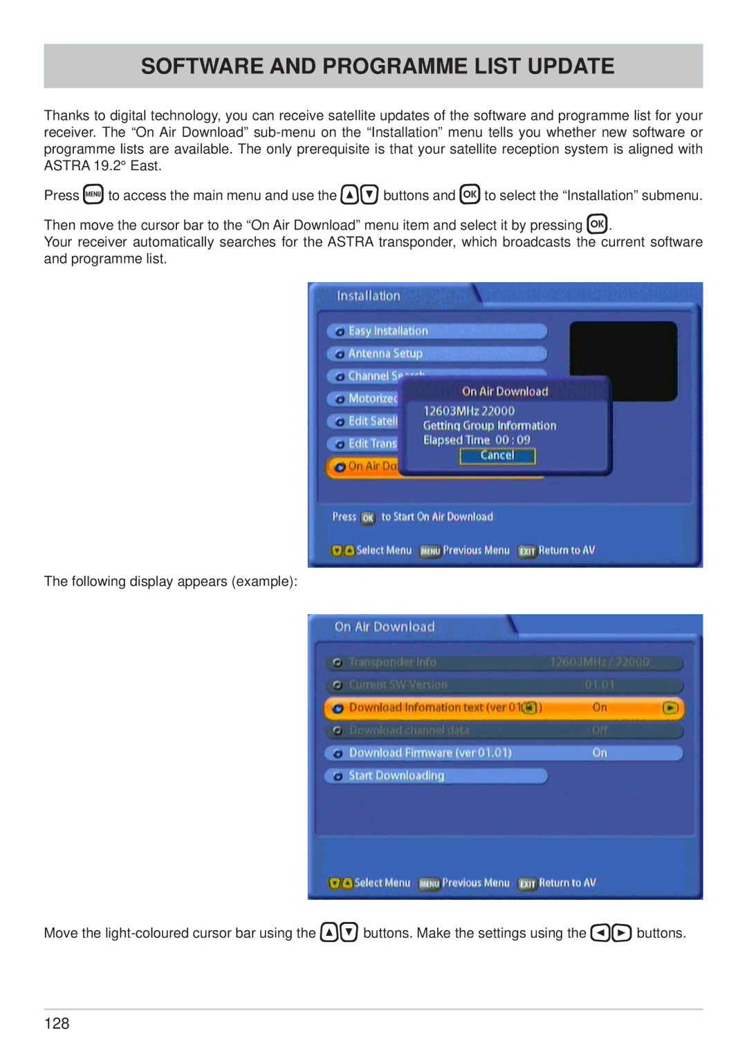 Kathrein UFS 822sw, UFS 822si manual Software and Programme List Update 