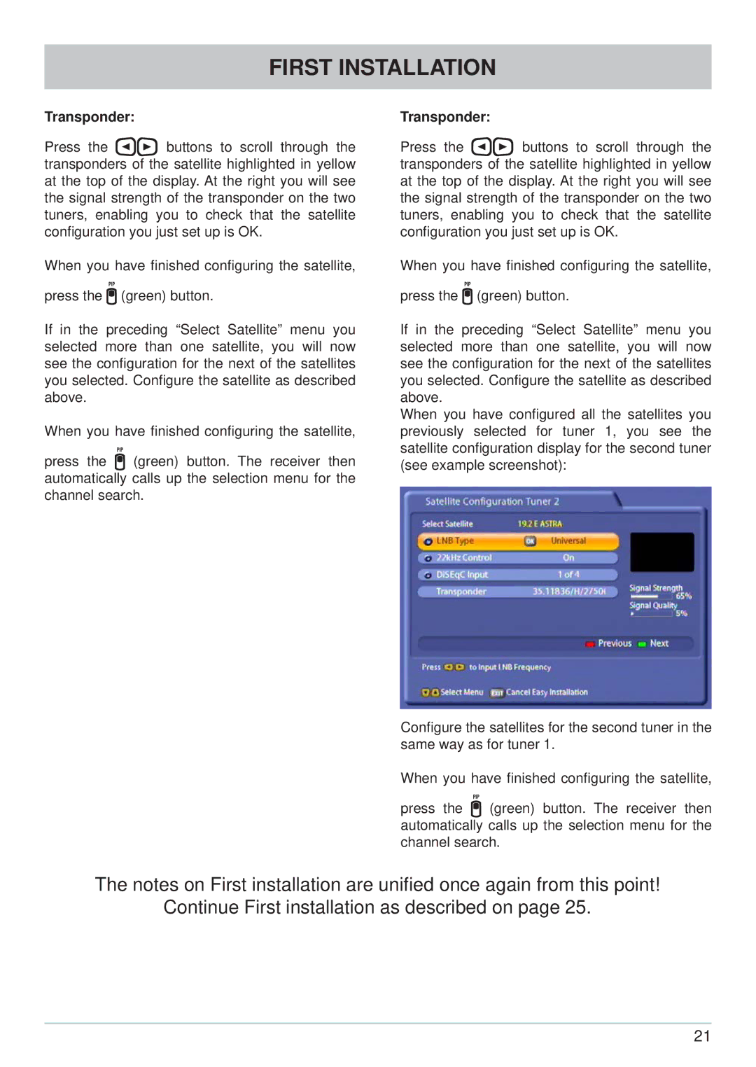 Kathrein UFS 822si, UFS 822sw manual Transponder 