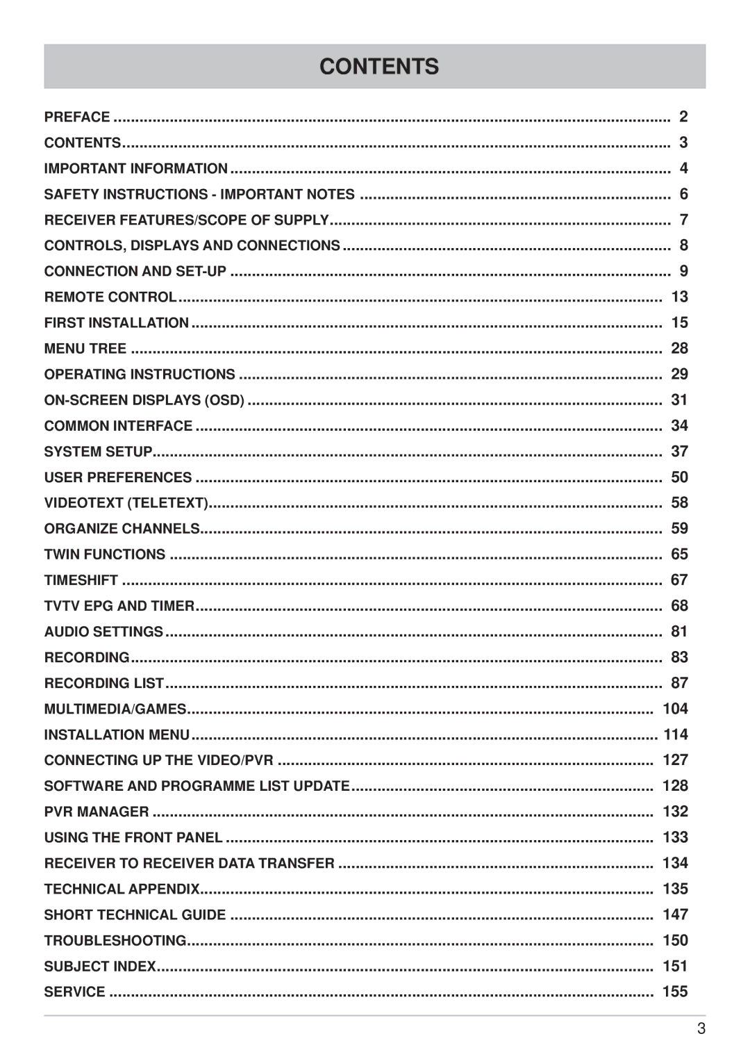 Kathrein UFS 822si, UFS 822sw manual Contents 