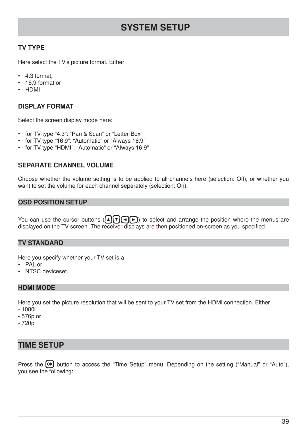 Kathrein UFS 822si, UFS 822sw manual Time Setup 