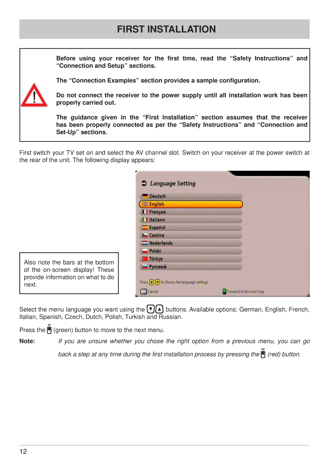 Kathrein UFS 902 manual First Installation 