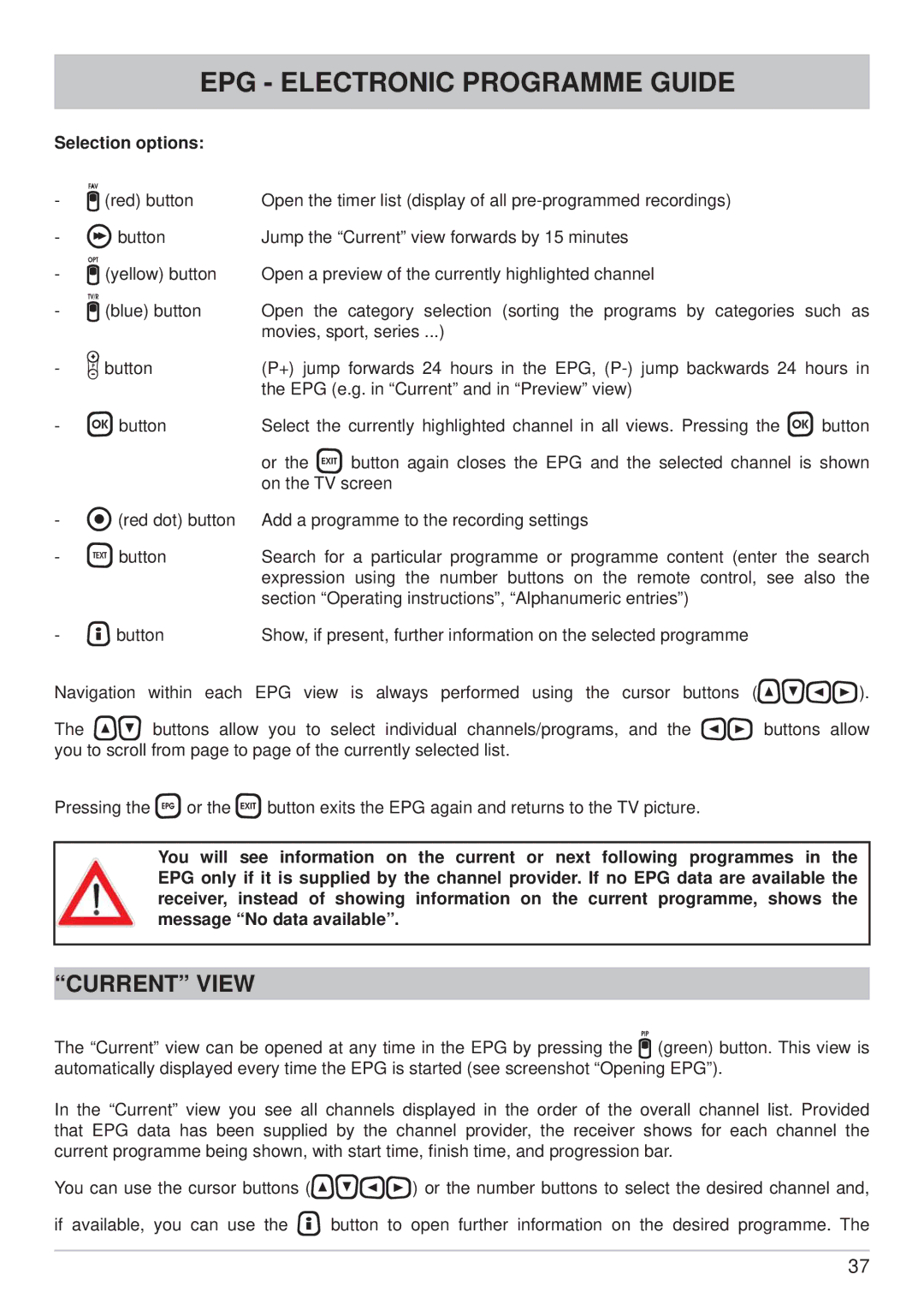 Kathrein UFS 902 manual Current View, Selection options 