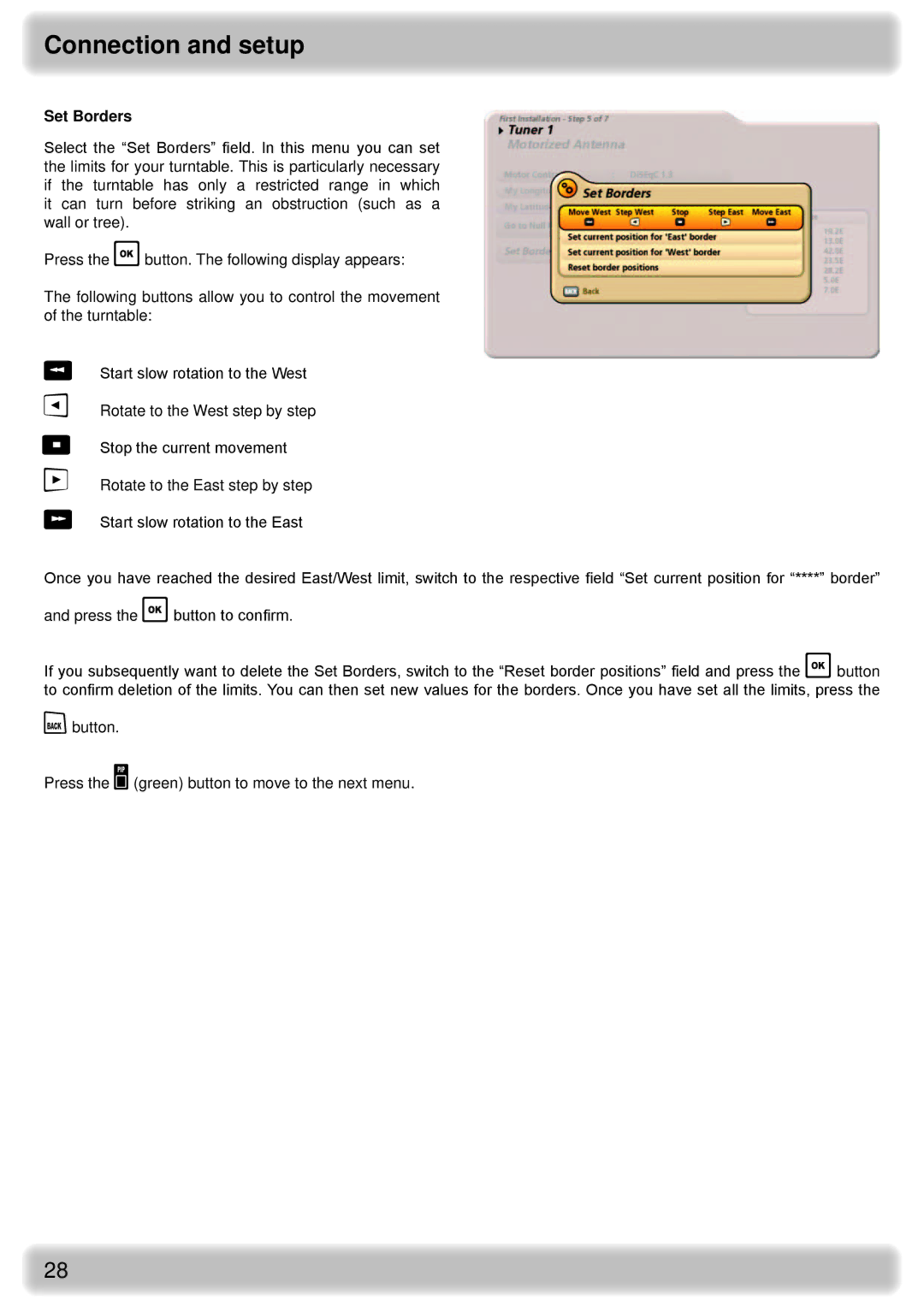 Kathrein UFS 922 si, UFS 922 sw manual Set Borders 