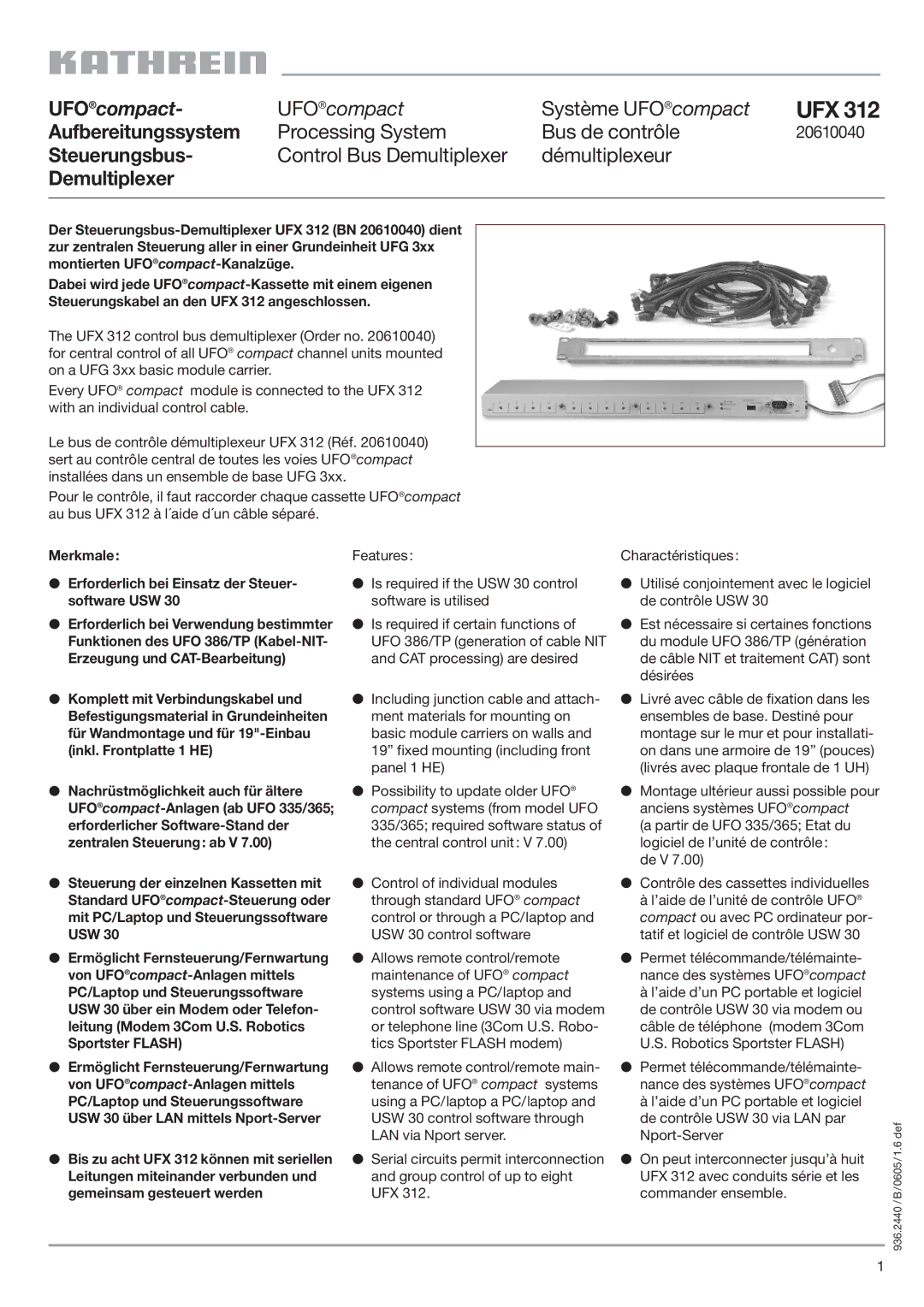 Kathrein 20610040, UFX 312 manual Ufx 