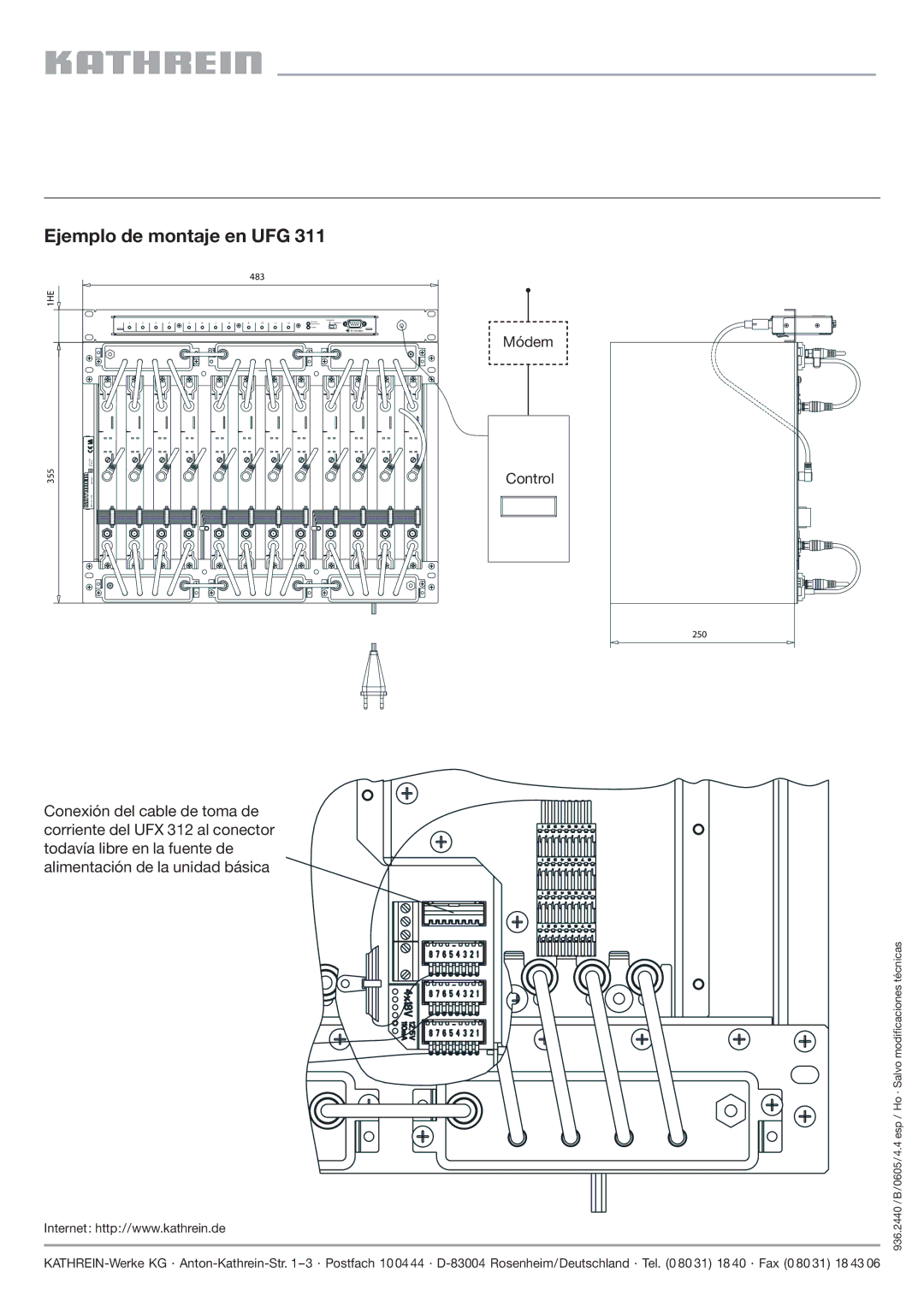 Kathrein UFX 312, 20610040 manual Ejemplo de montaje en UFG 