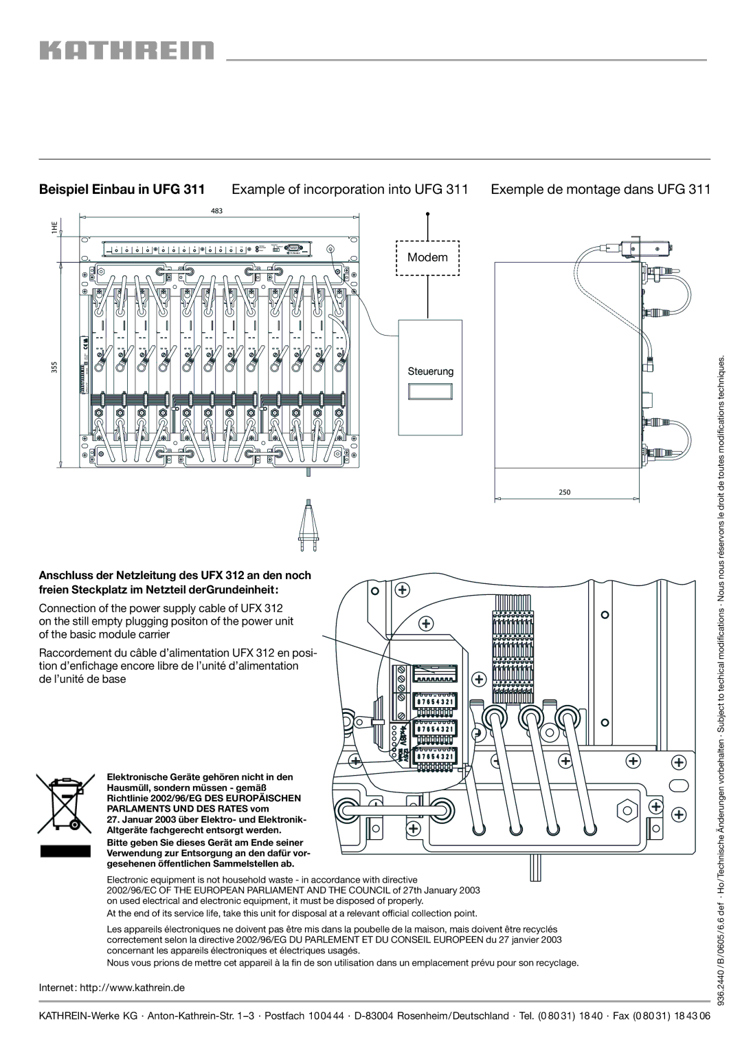 Kathrein UFX 312, 20610040 manual Modem 