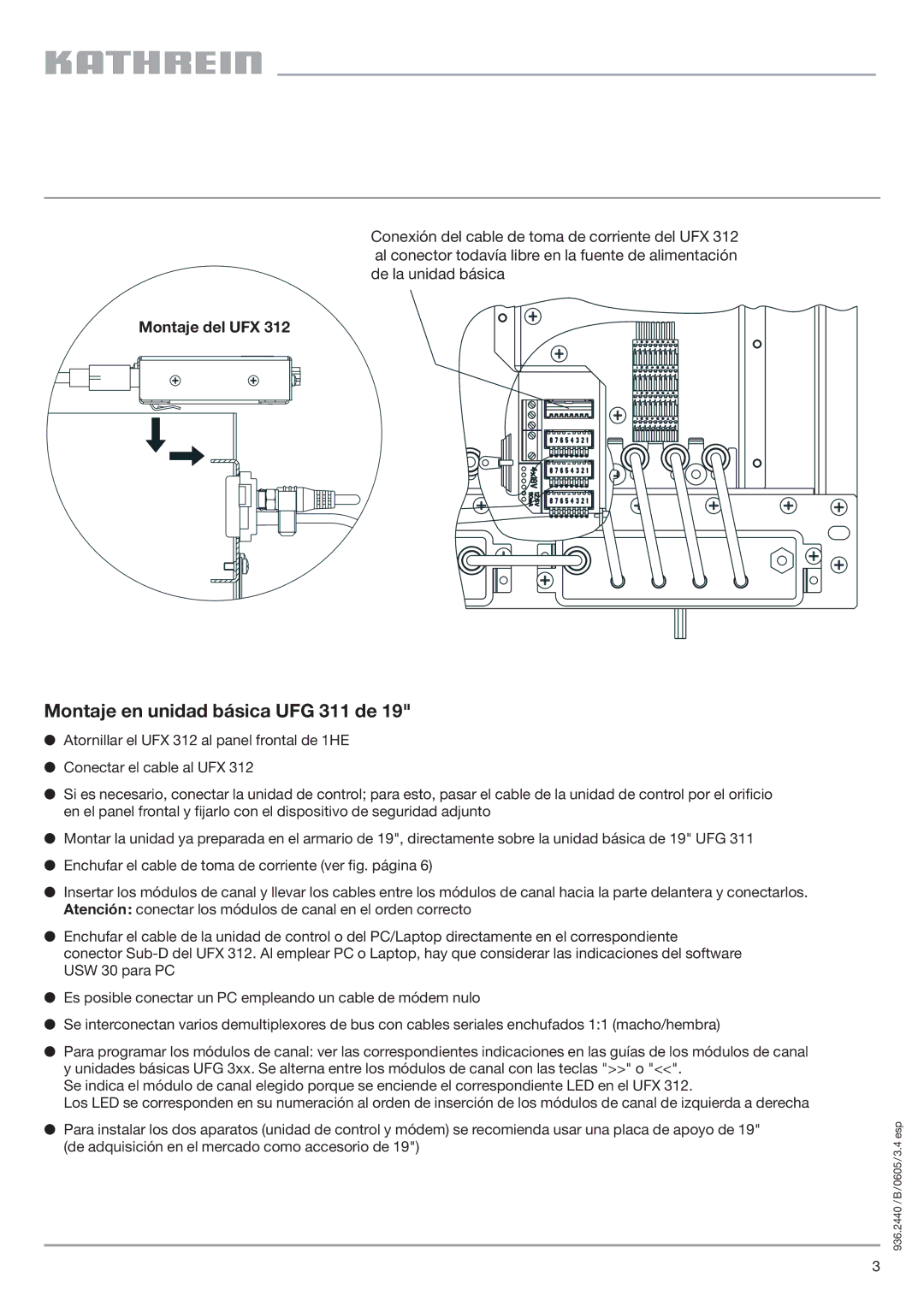 Kathrein 20610040, UFX 312 manual Montaje en unidad básica UFG 311 de 